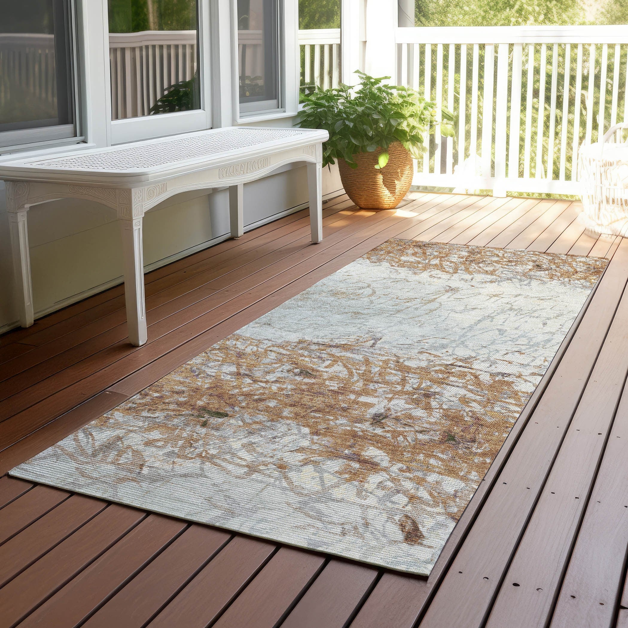 Machine Washable Indoor Outdoor Abstract Scribble Chantille Rug