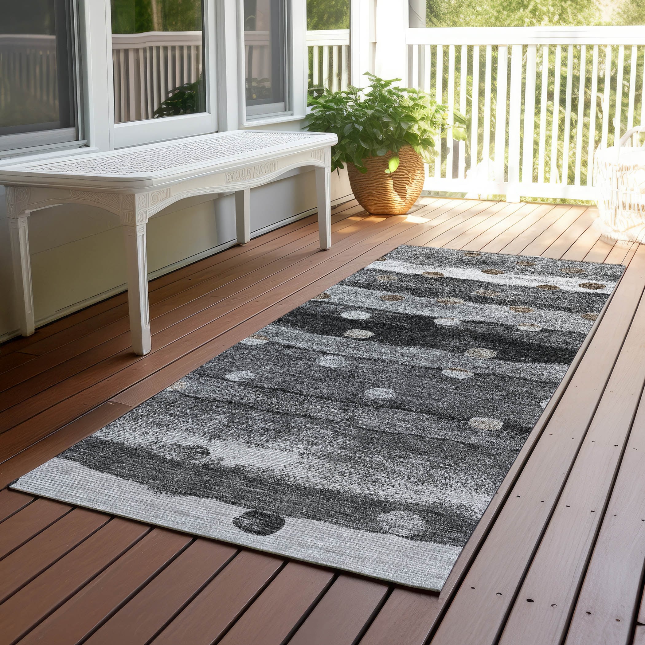 Machine Washable Indoor Outdoor Abstract Westcliffe Chantille Rug