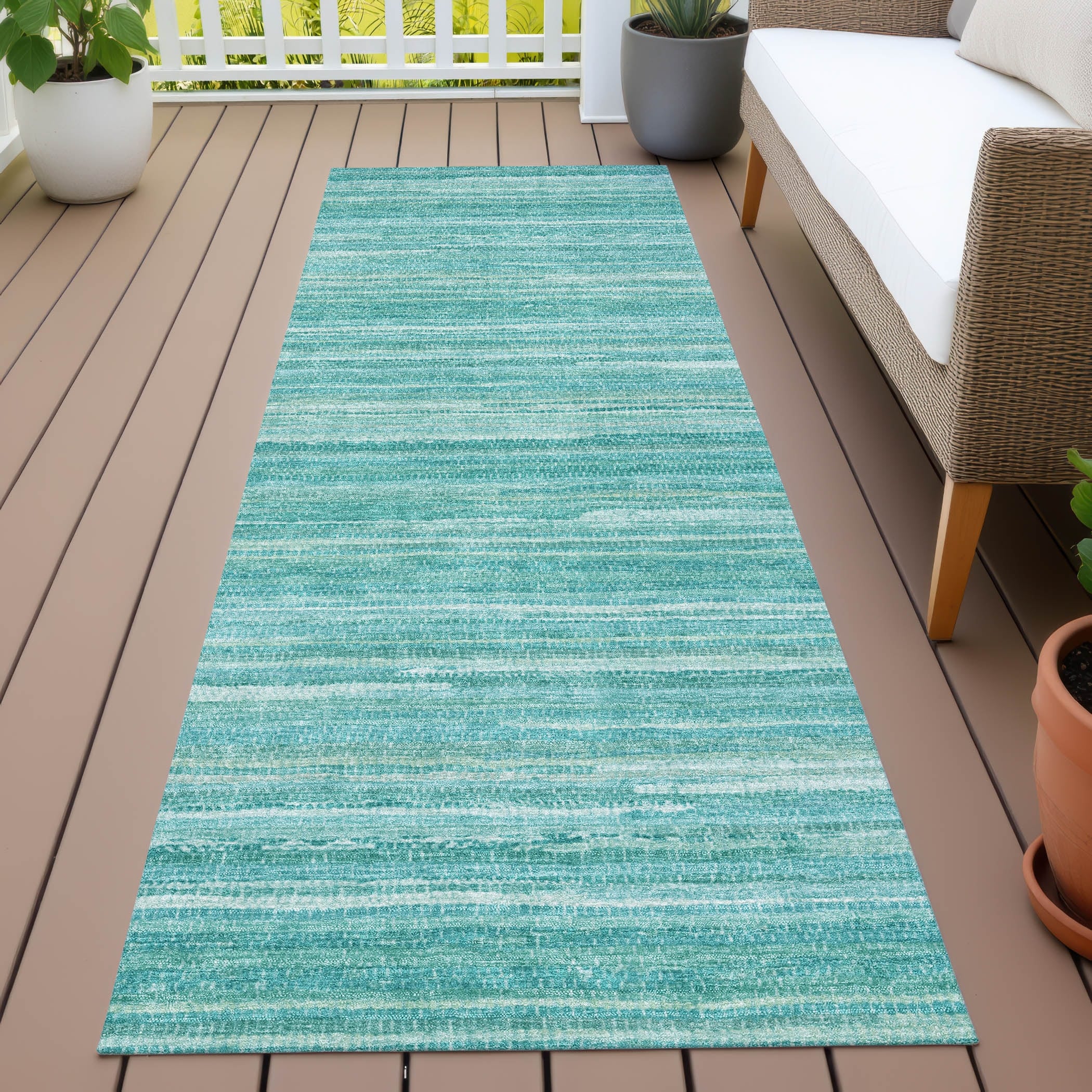 Machine Washable Indoor Outdoor Albany Stripe Chantille Rug