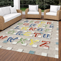 Machine Washable Indoor Outdoor Alphabet Chantille Rug