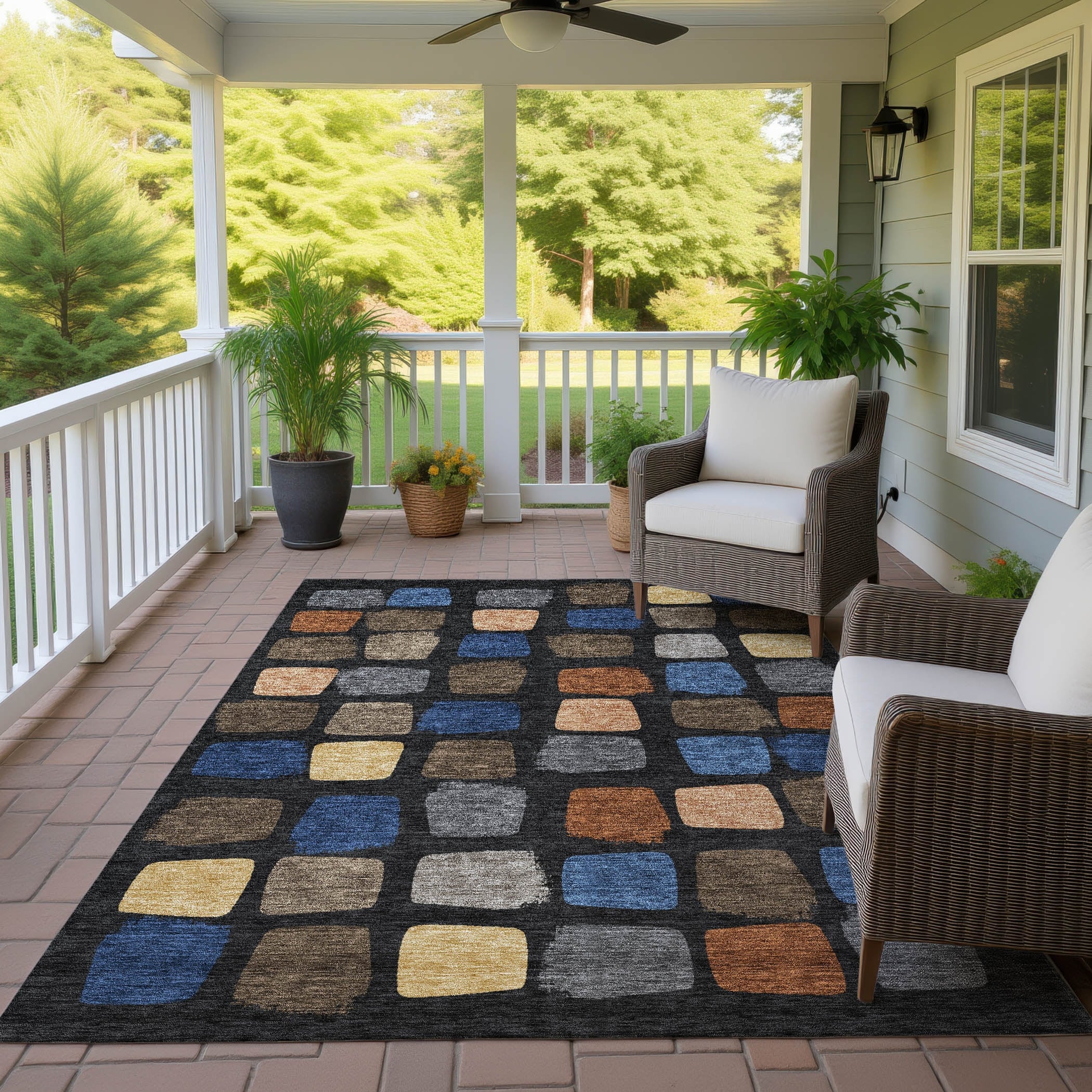 Machine Washable Indoor Outdoor Casual Hoppy Chantille Rug