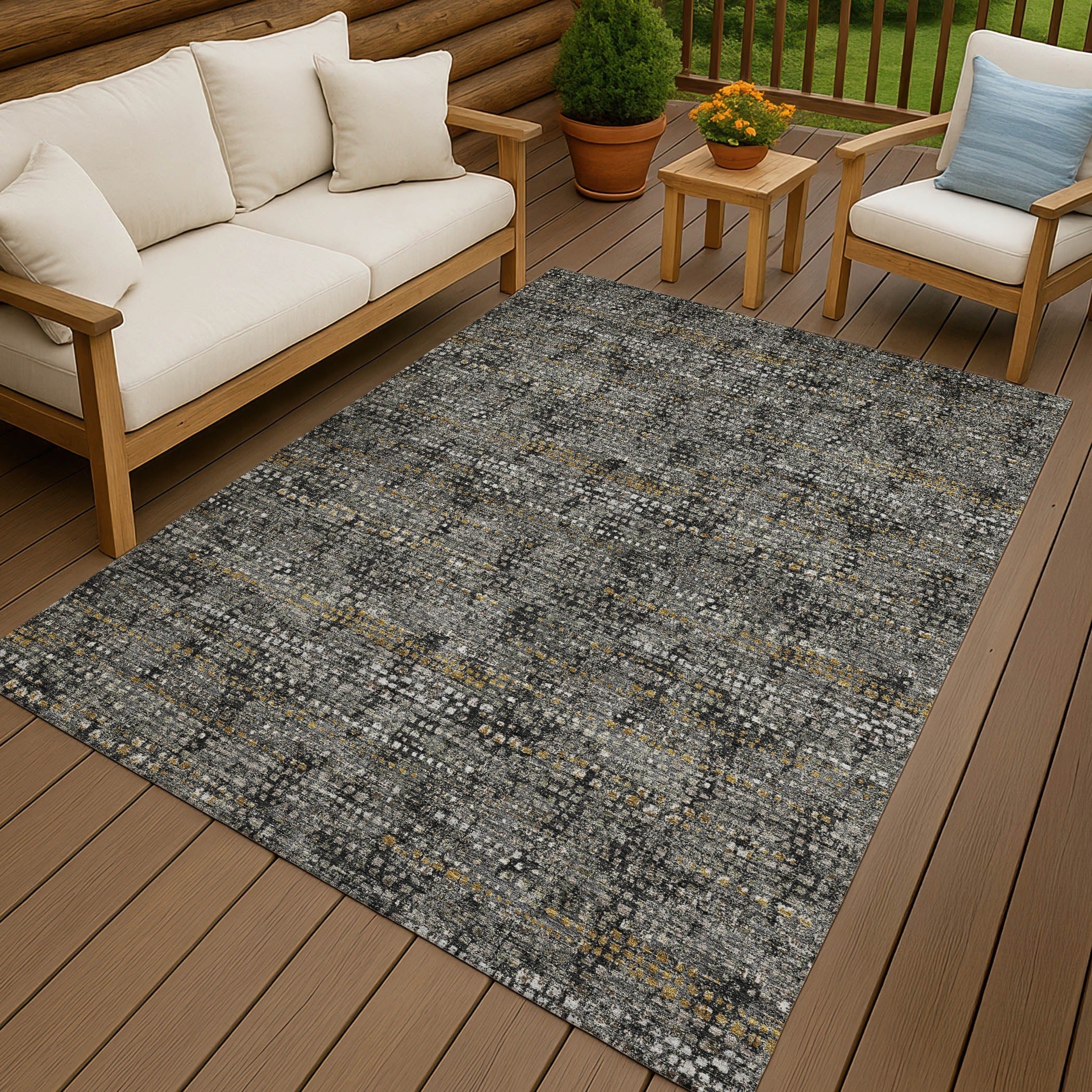 Machine Washable Indoor Outdoor Casual Kersey Chantille Rug
