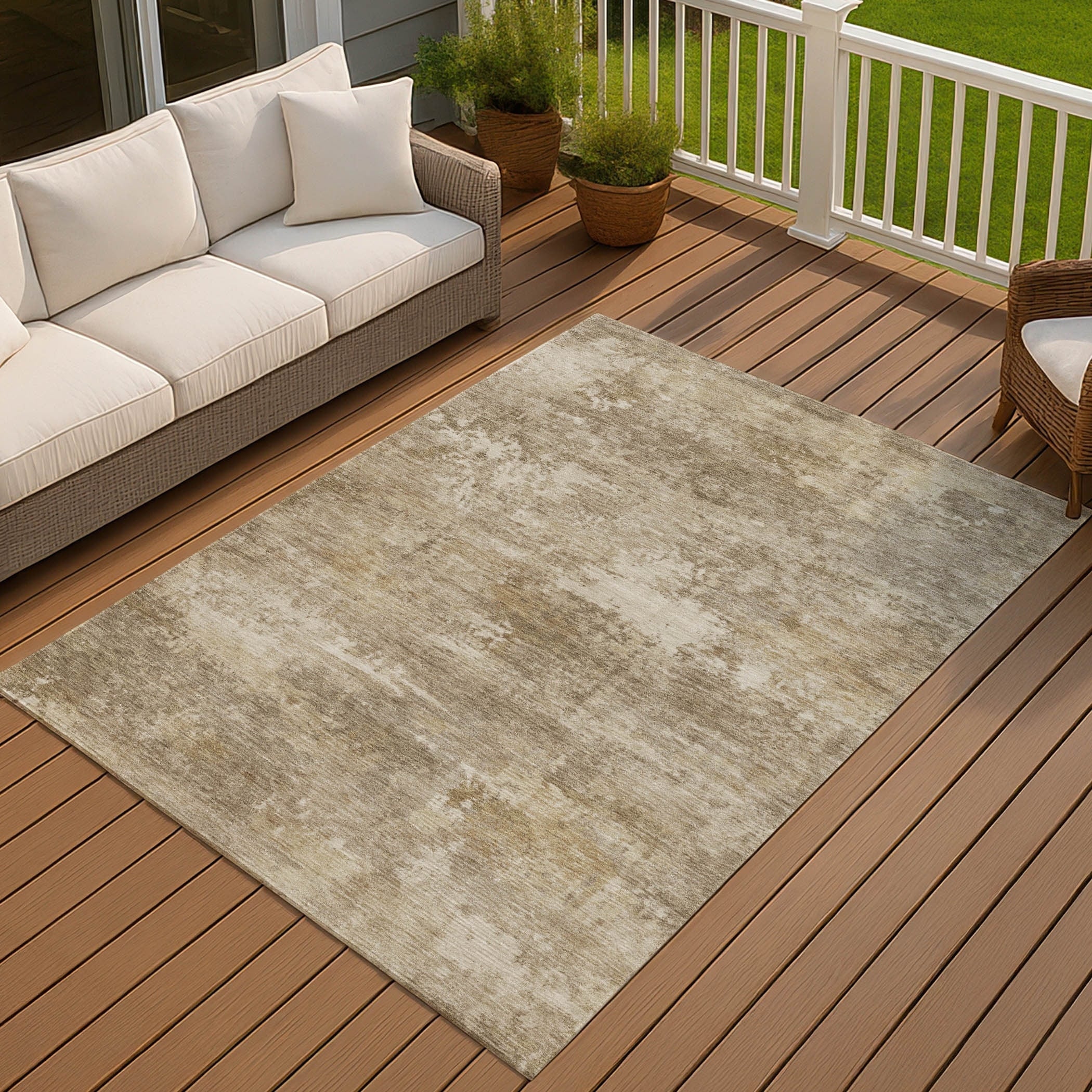 Machine Washable Indoor Outdoor Casual Ombre Chantille Rug