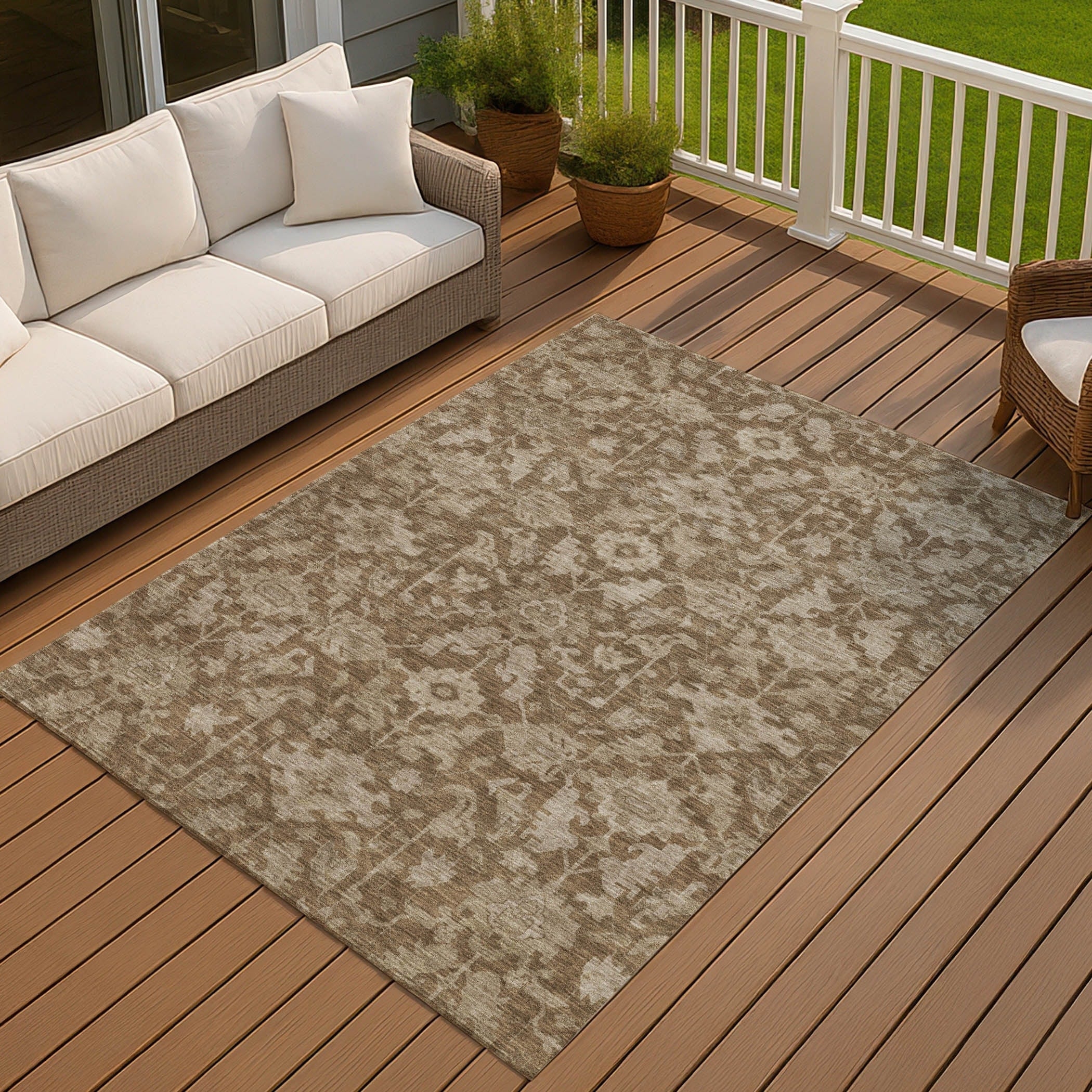 Machine Washable Indoor Outdoor Casual Traditional Chantille Rug
