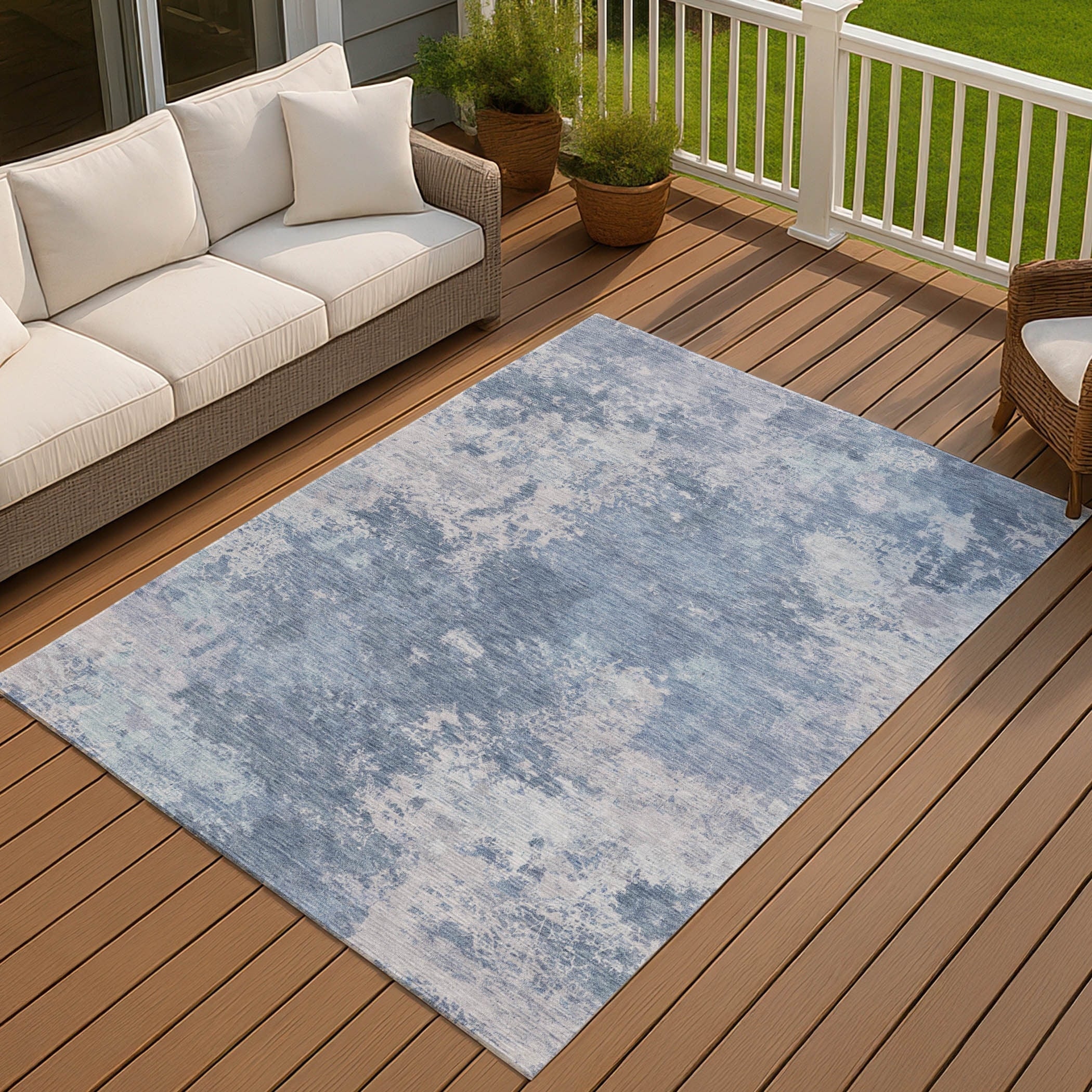 Machine Washable Indoor Outdoor Chic Modern Chantille Rug