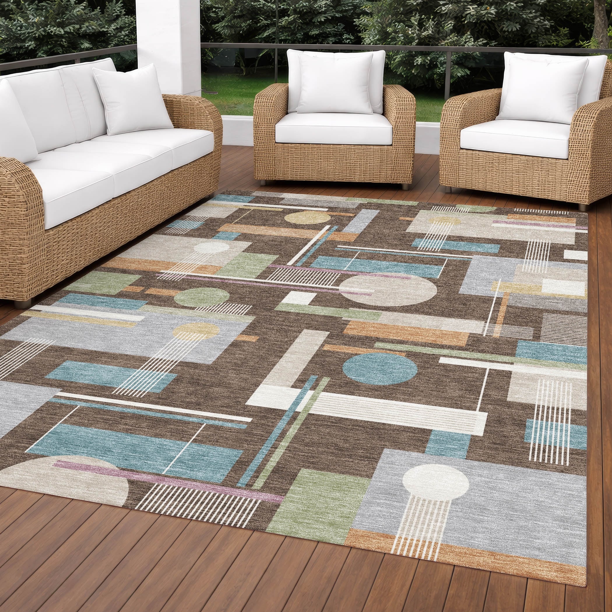 Machine Washable Indoor Outdoor Contemporary Anoka Chantille Rug