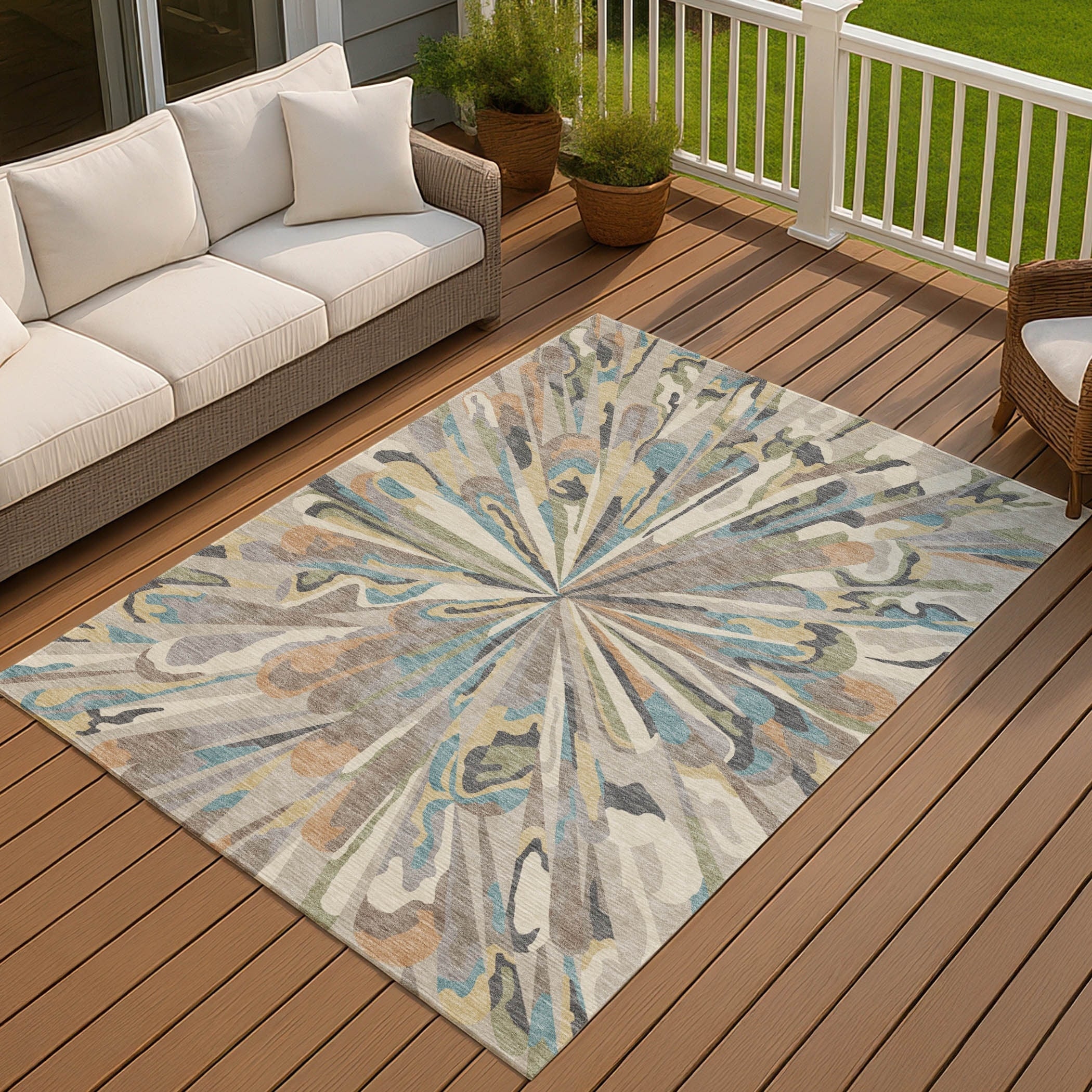Machine Washable Indoor Outdoor Contemporary Arden Chantille Rug