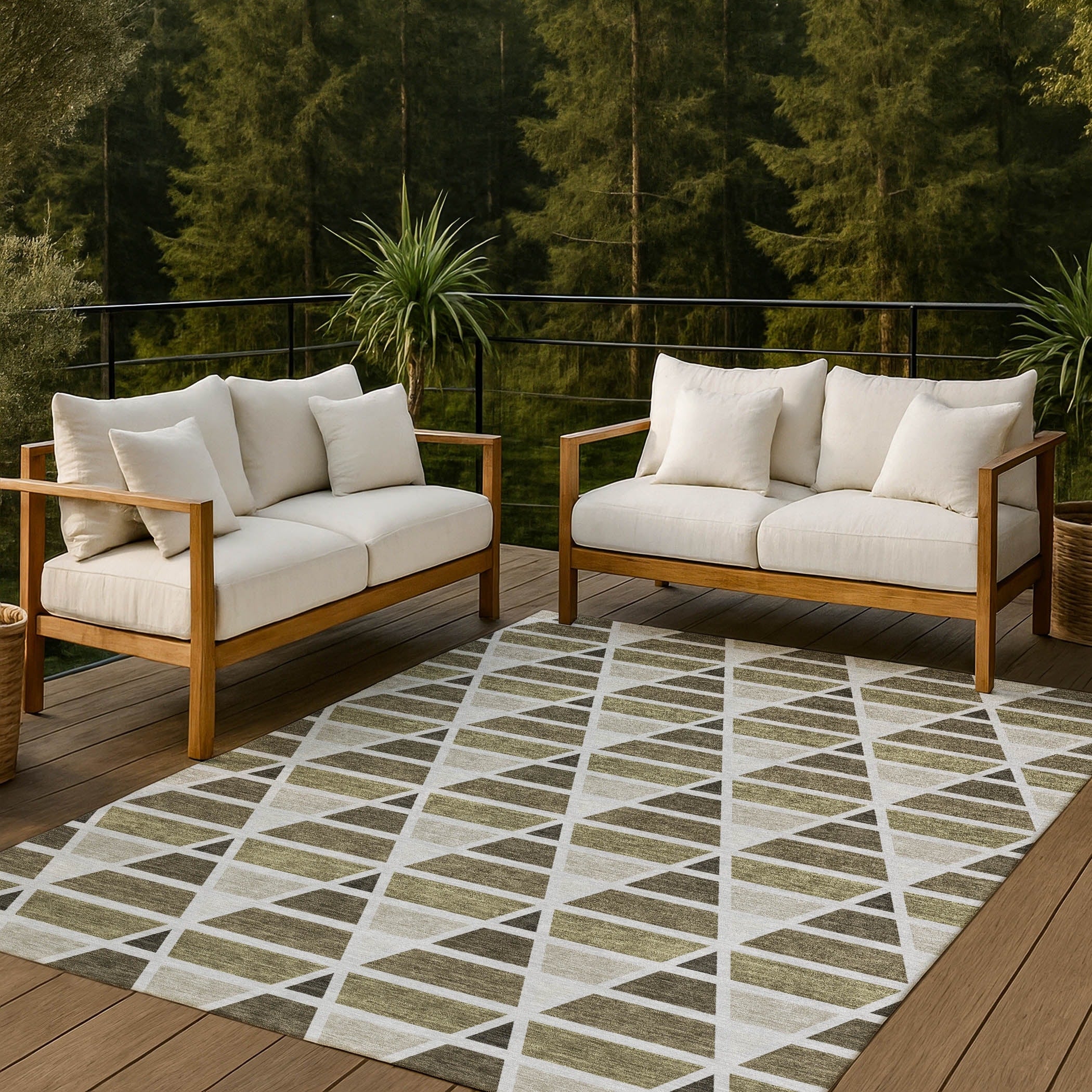 Machine Washable Indoor Outdoor Contemporary Baconton Chantille Rug