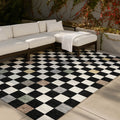 Machine Washable Indoor Outdoor Contemporary Checkerboard Chantille Rug
