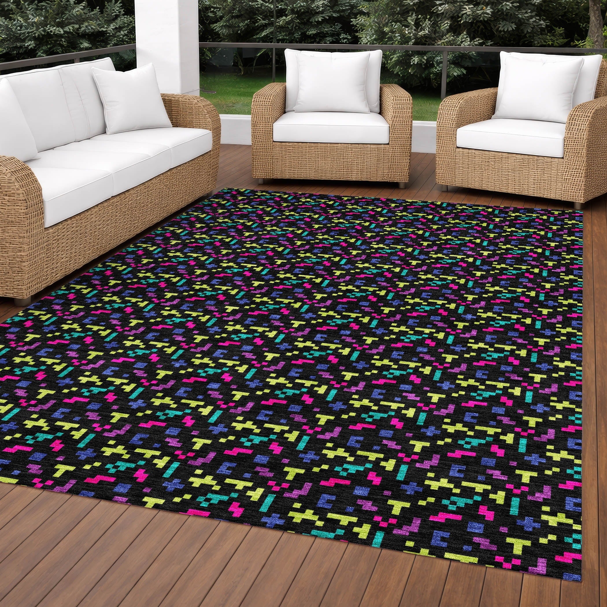 Machine Washable Indoor Outdoor Contemporary Dazzle Chantille Rug