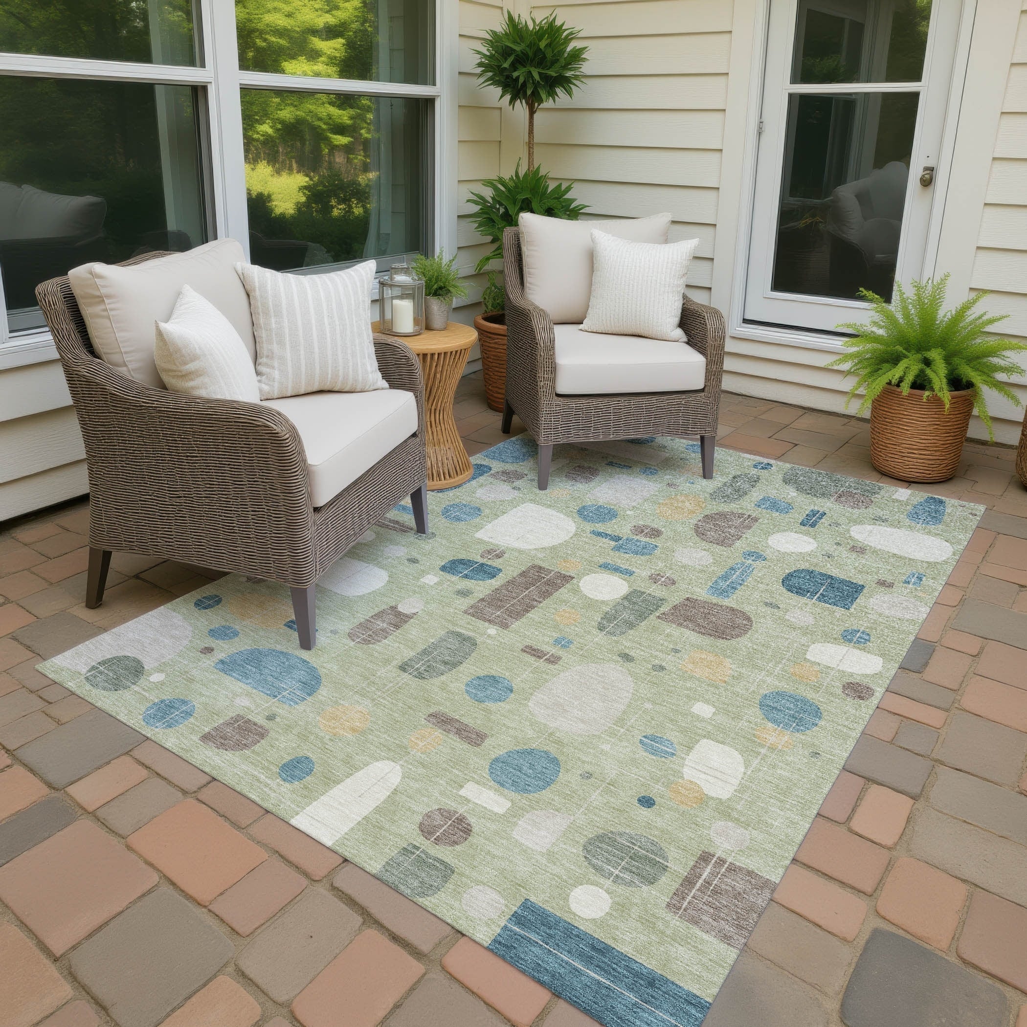 Machine Washable Indoor Outdoor Contemporary Fun Chantille Rug