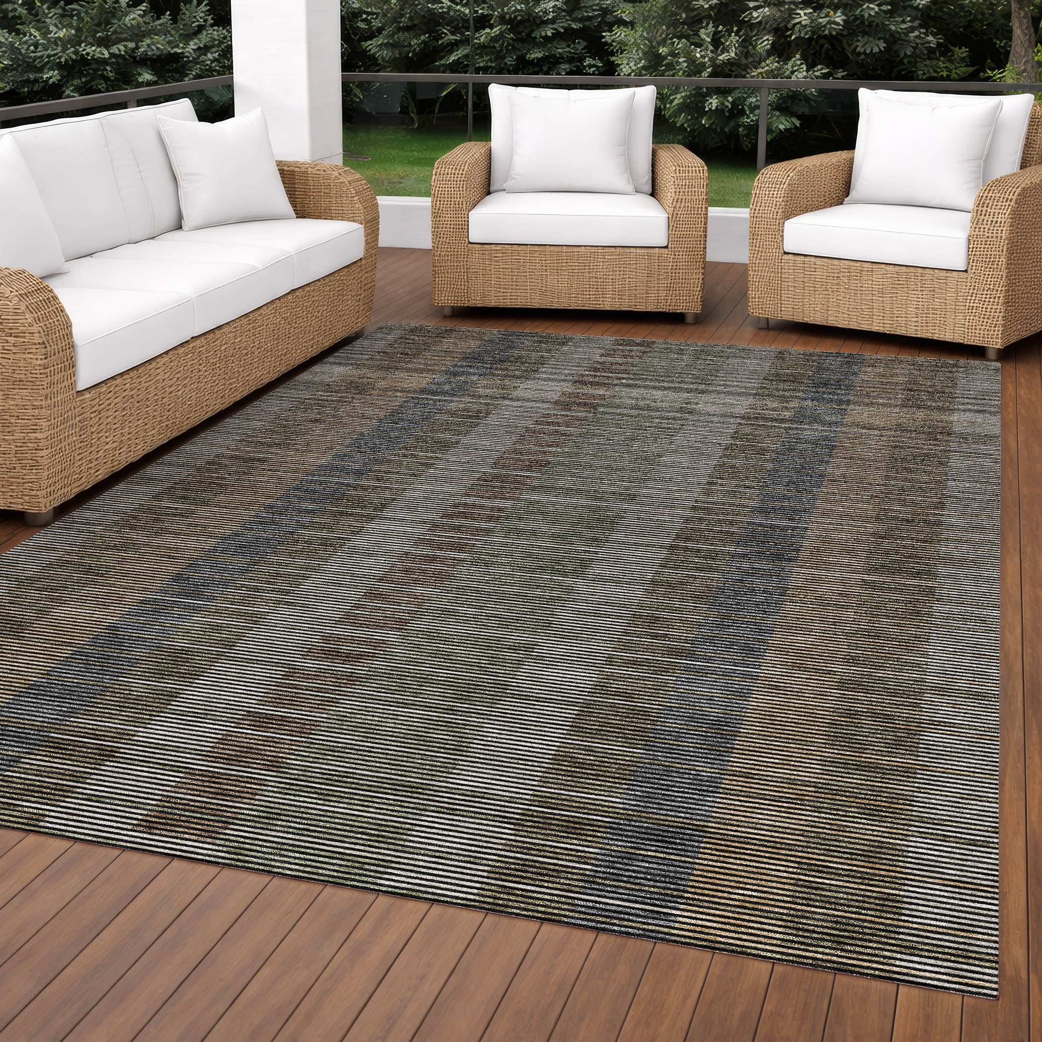 Machine Washable Indoor Outdoor Contemporary Hopkins Chantille Rug