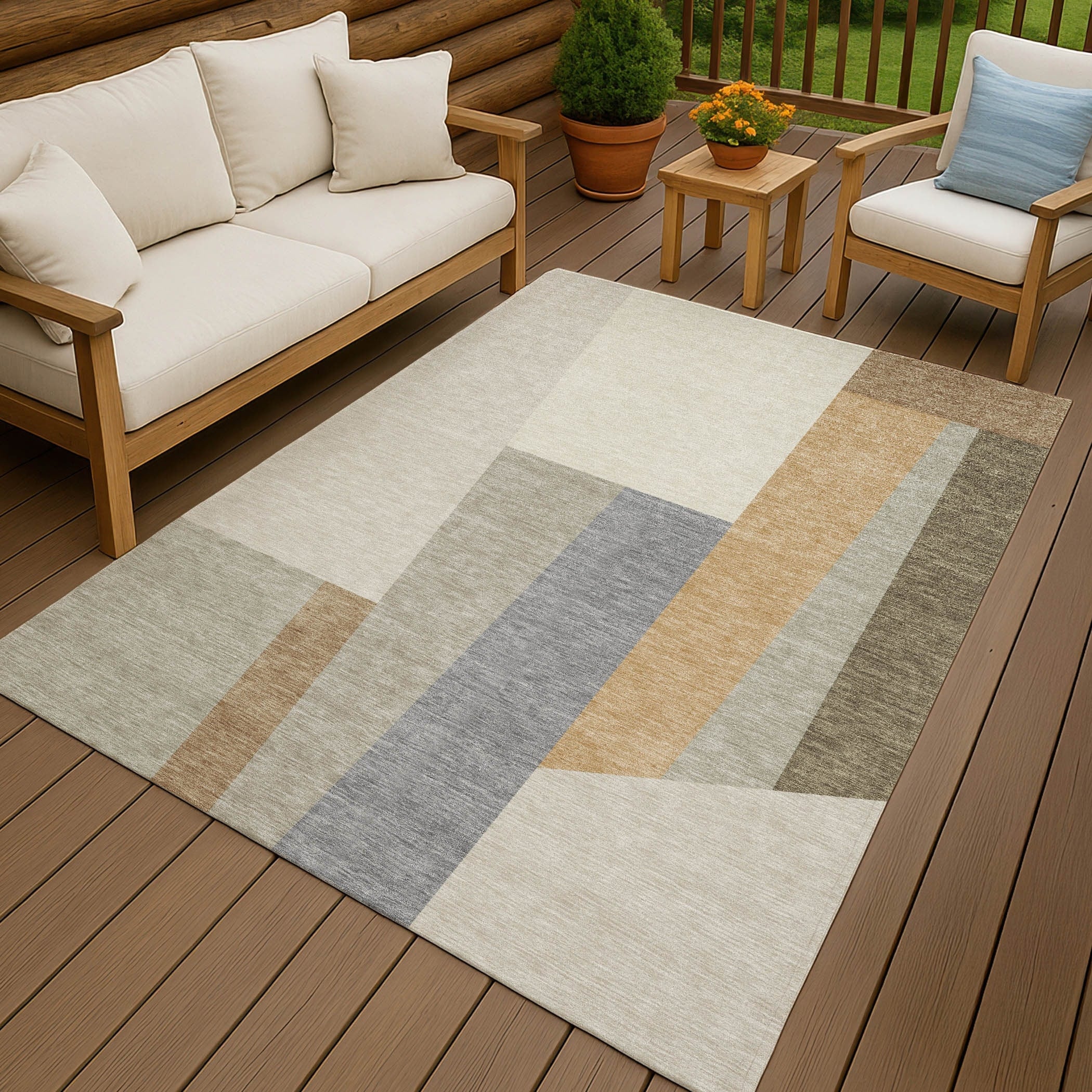 Machine Washable Indoor Outdoor Contemporary Jolie Chantille Rug