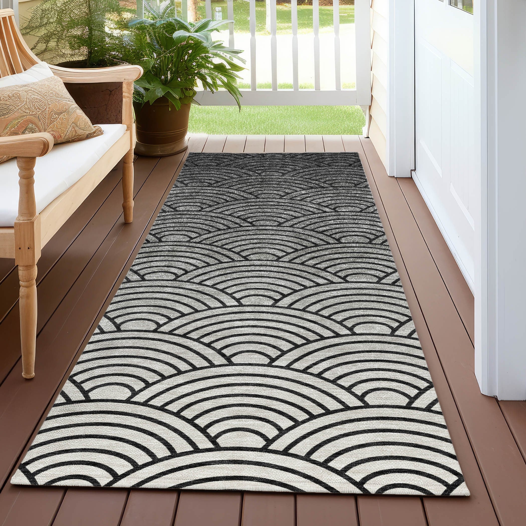 Machine Washable Indoor Outdoor Contemporary Poppy Chantille Rug