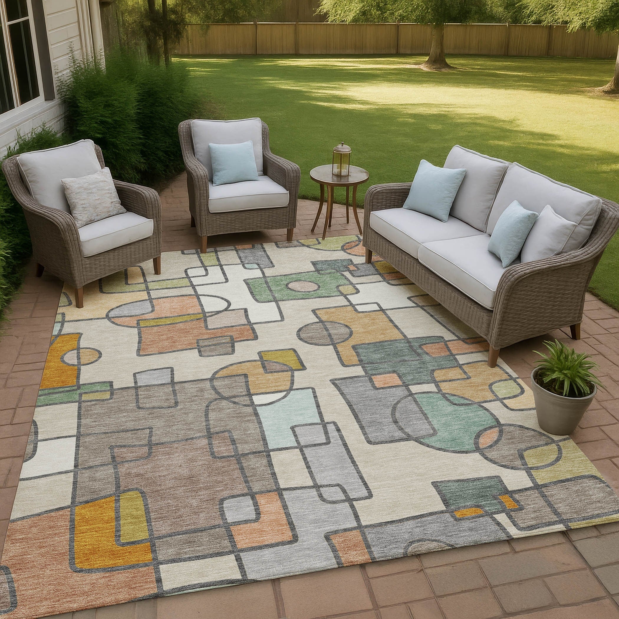 Machine Washable Indoor Outdoor Contemporary Prenner Chantille Rug