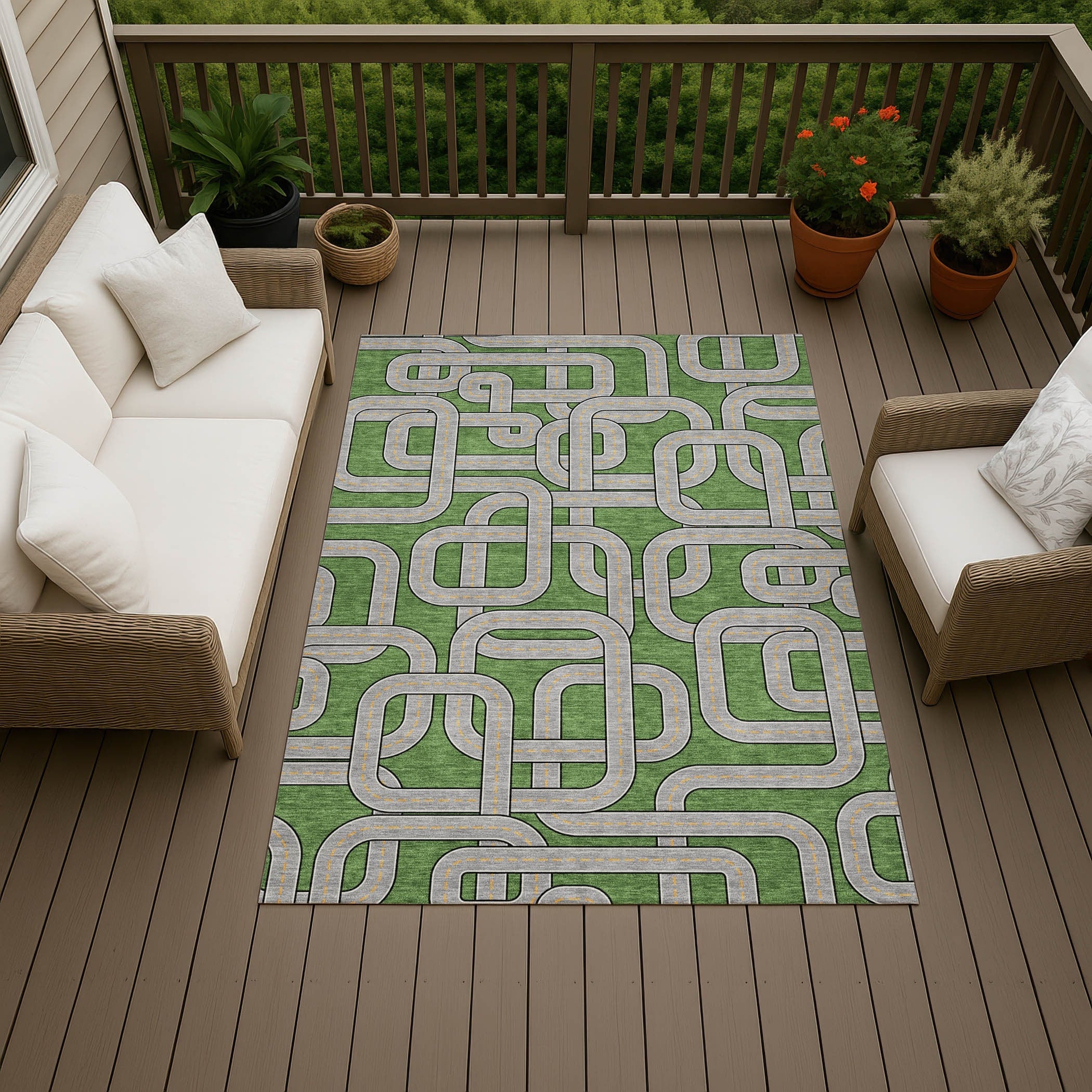 Machine Washable Indoor Outdoor Contemporary Rochelle Chantille Rug