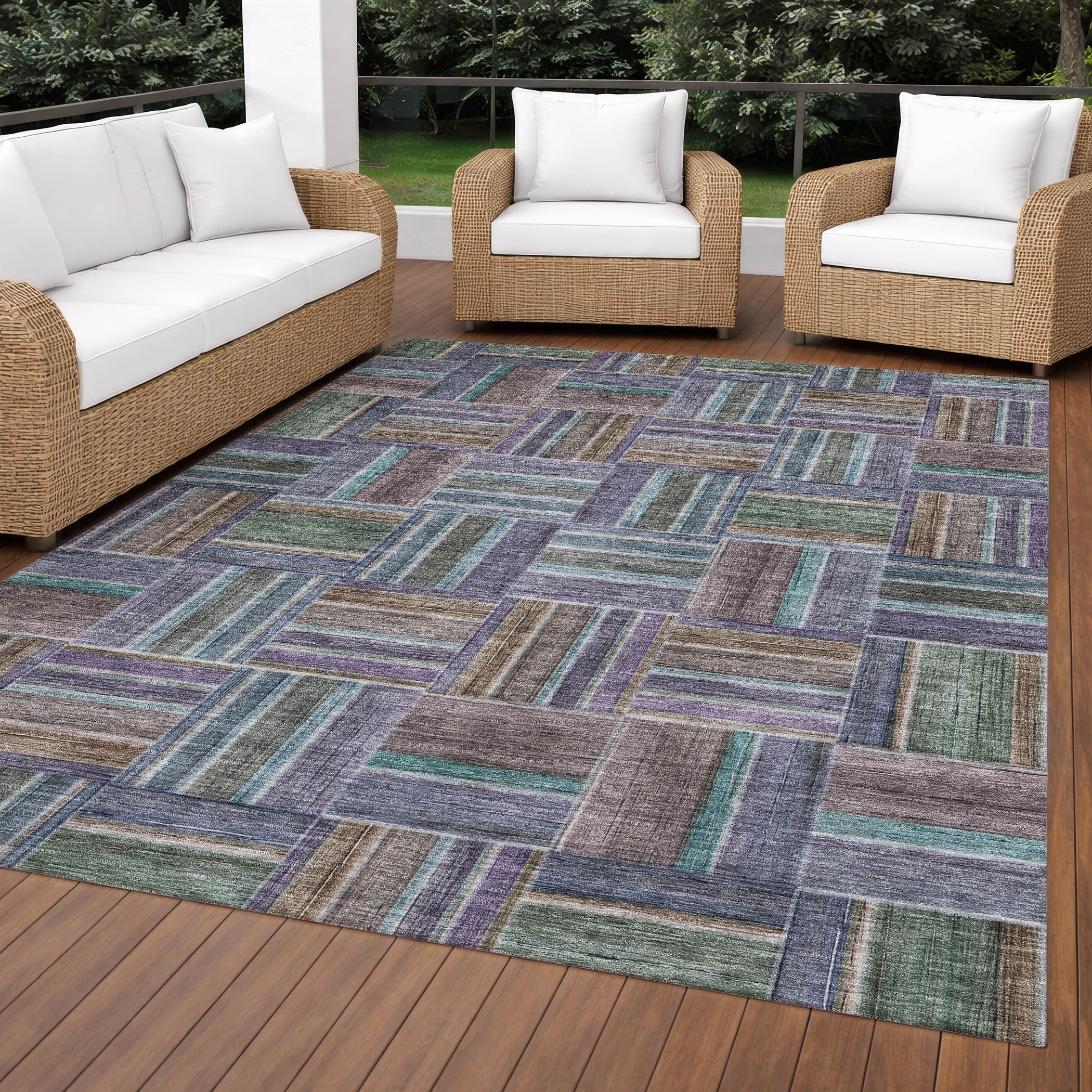 Machine Washable Indoor Outdoor Contemporary Rochester Chantille Rug