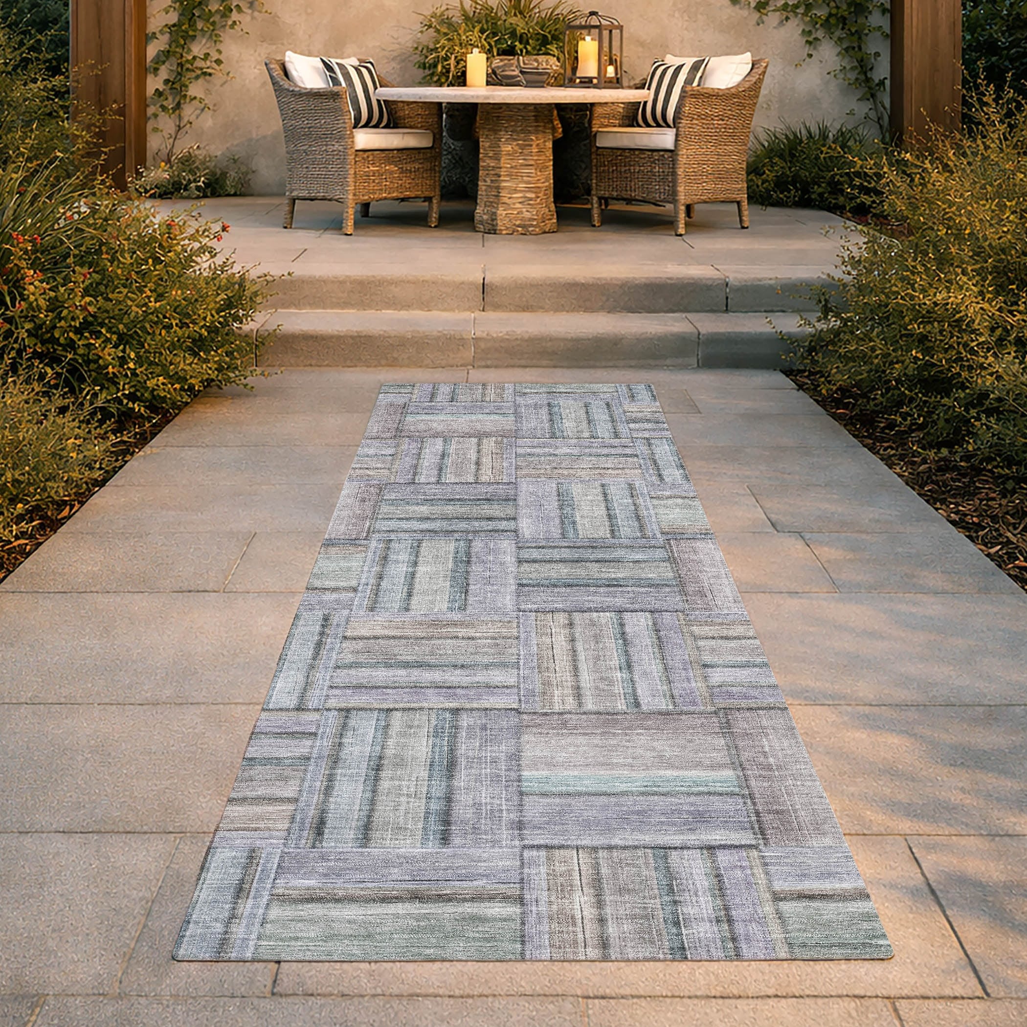 Machine Washable Indoor Outdoor Contemporary Rochester Chantille Rug