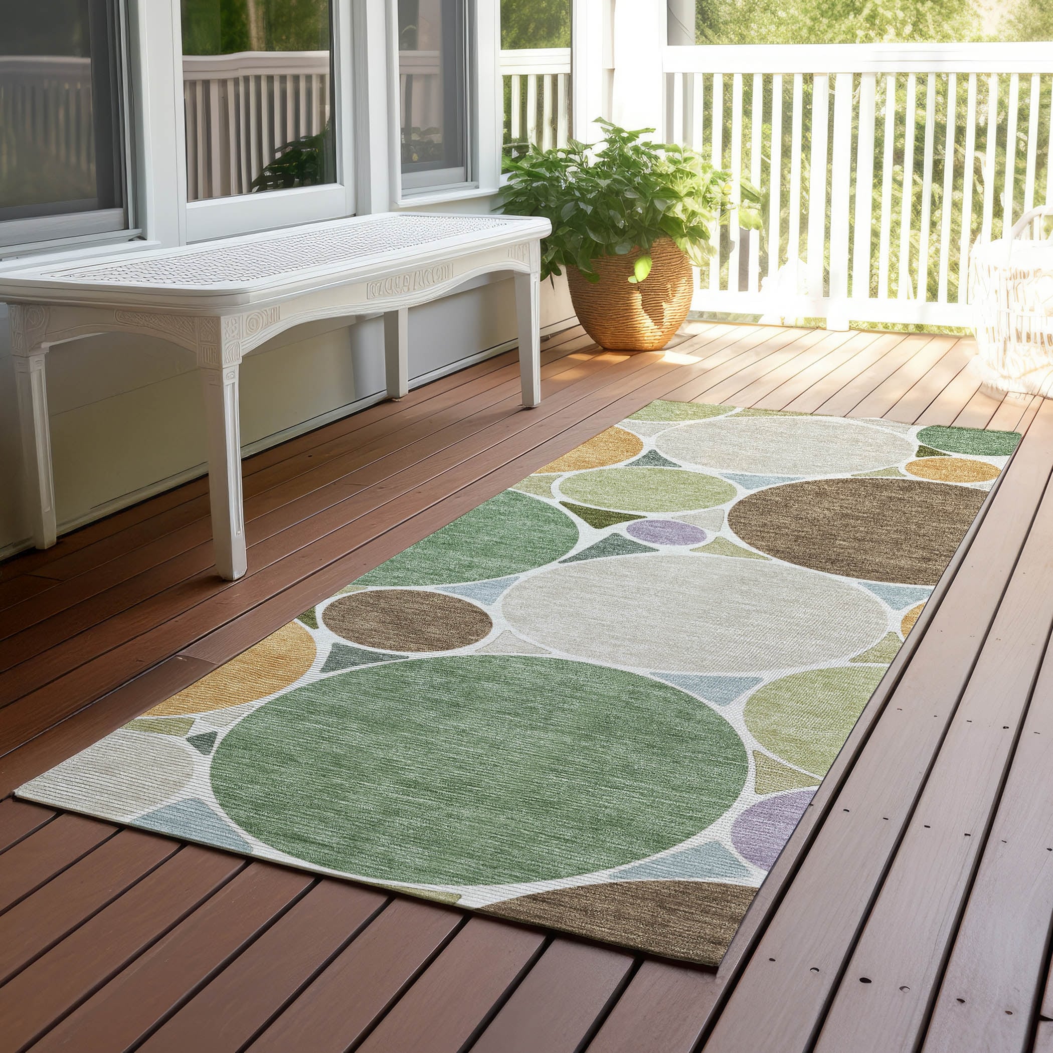 Machine Washable Indoor Outdoor Contemporary Rowan Chantille Rug