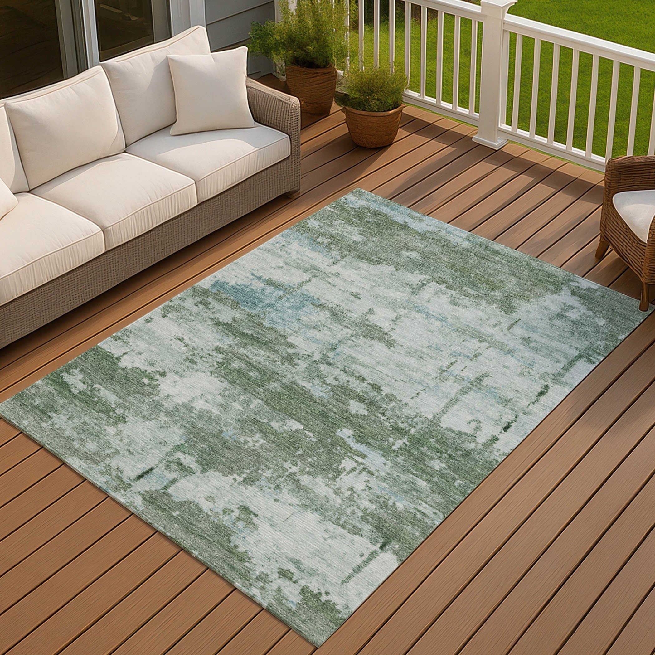 Machine Washable Indoor Outdoor Crouppen Modern Chantille Rug
