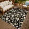 Machine Washable Indoor Outdoor Floral Garden Chantille Rug