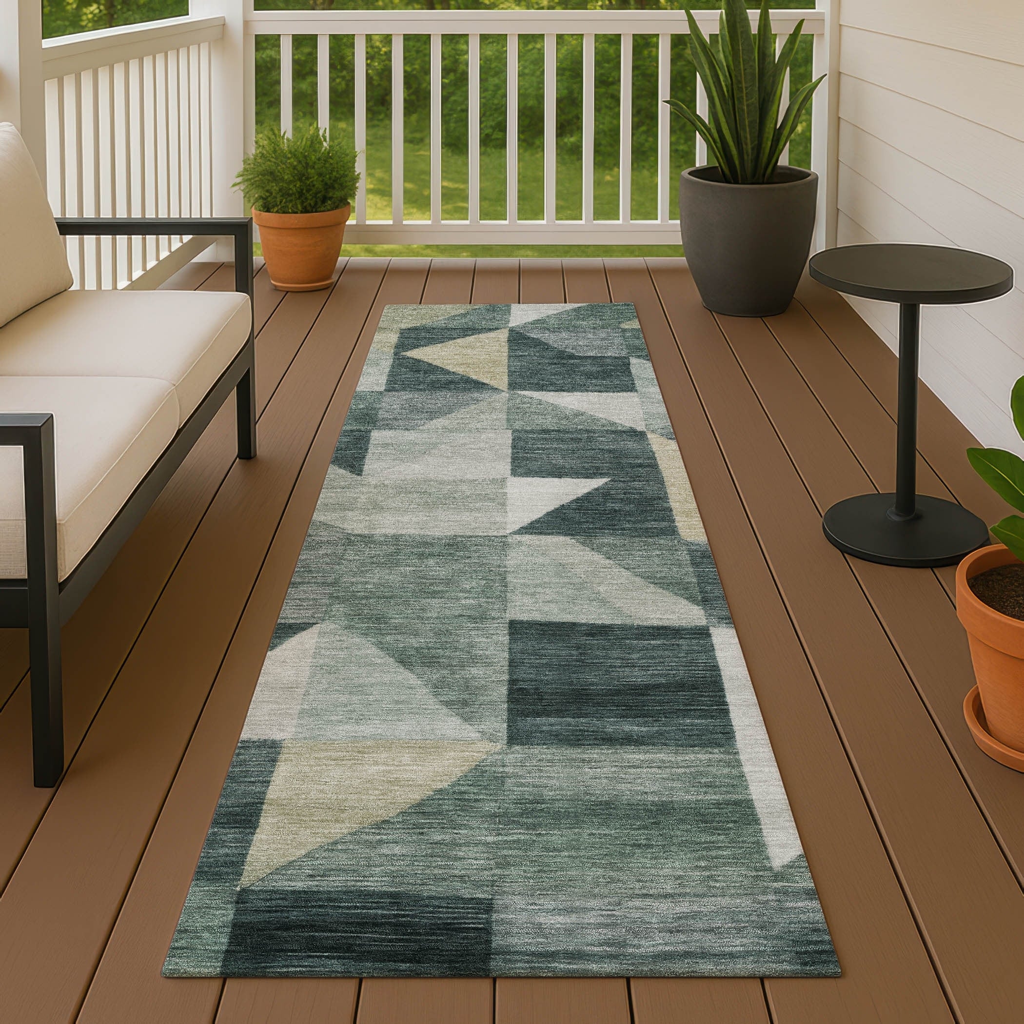 Machine Washable Indoor Outdoor Geo Rubi Chantille Rug