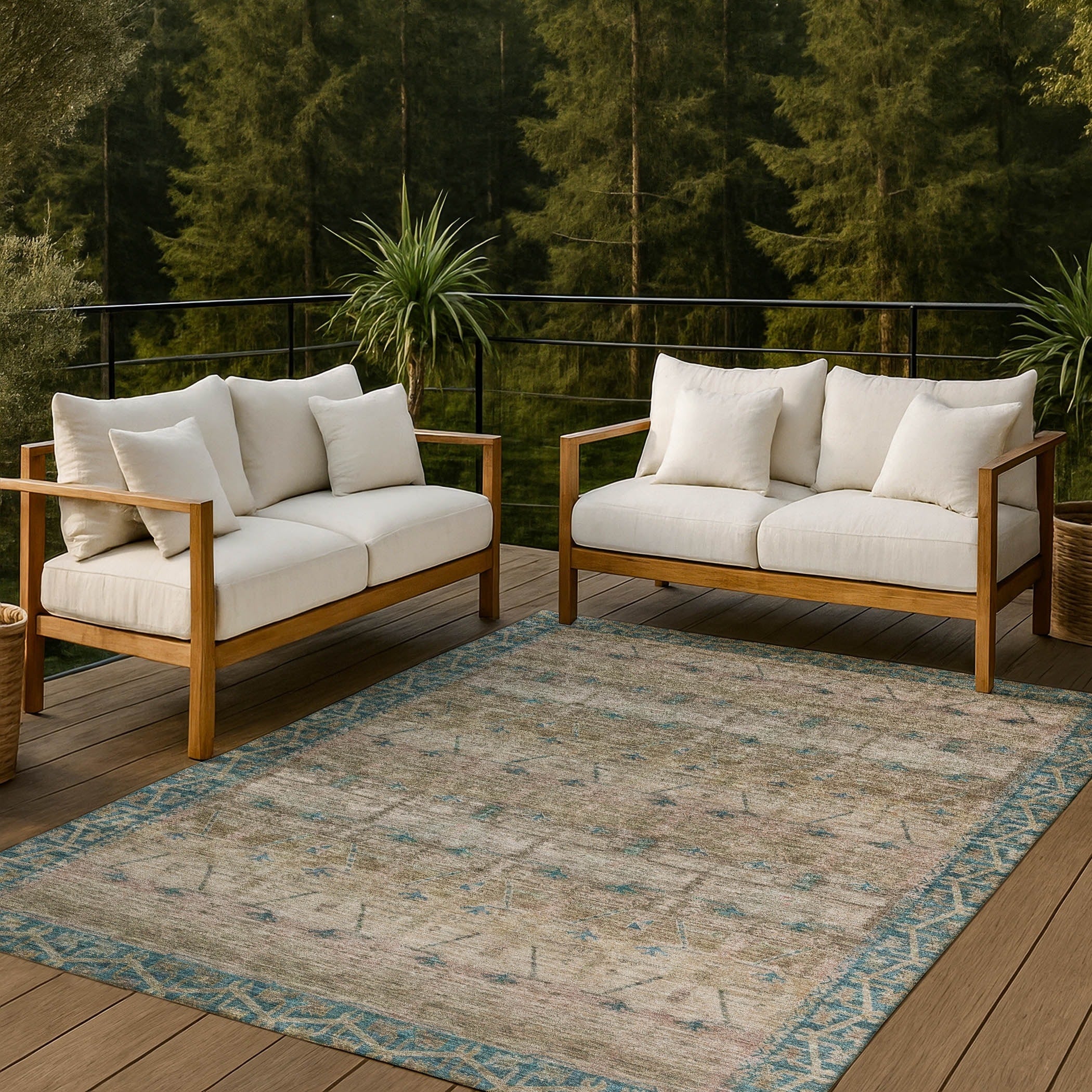 Machine Washable Indoor Outdoor Global Border Chantille Rug