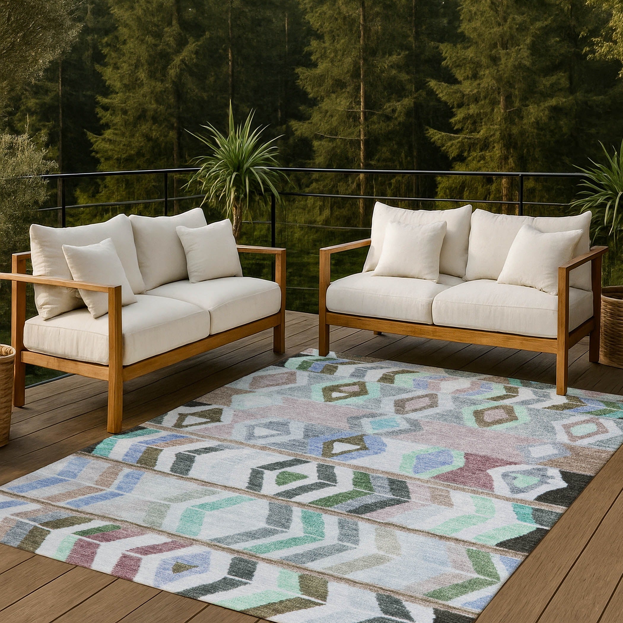 Machine Washable Indoor Outdoor Global Bremen Chantille Rug