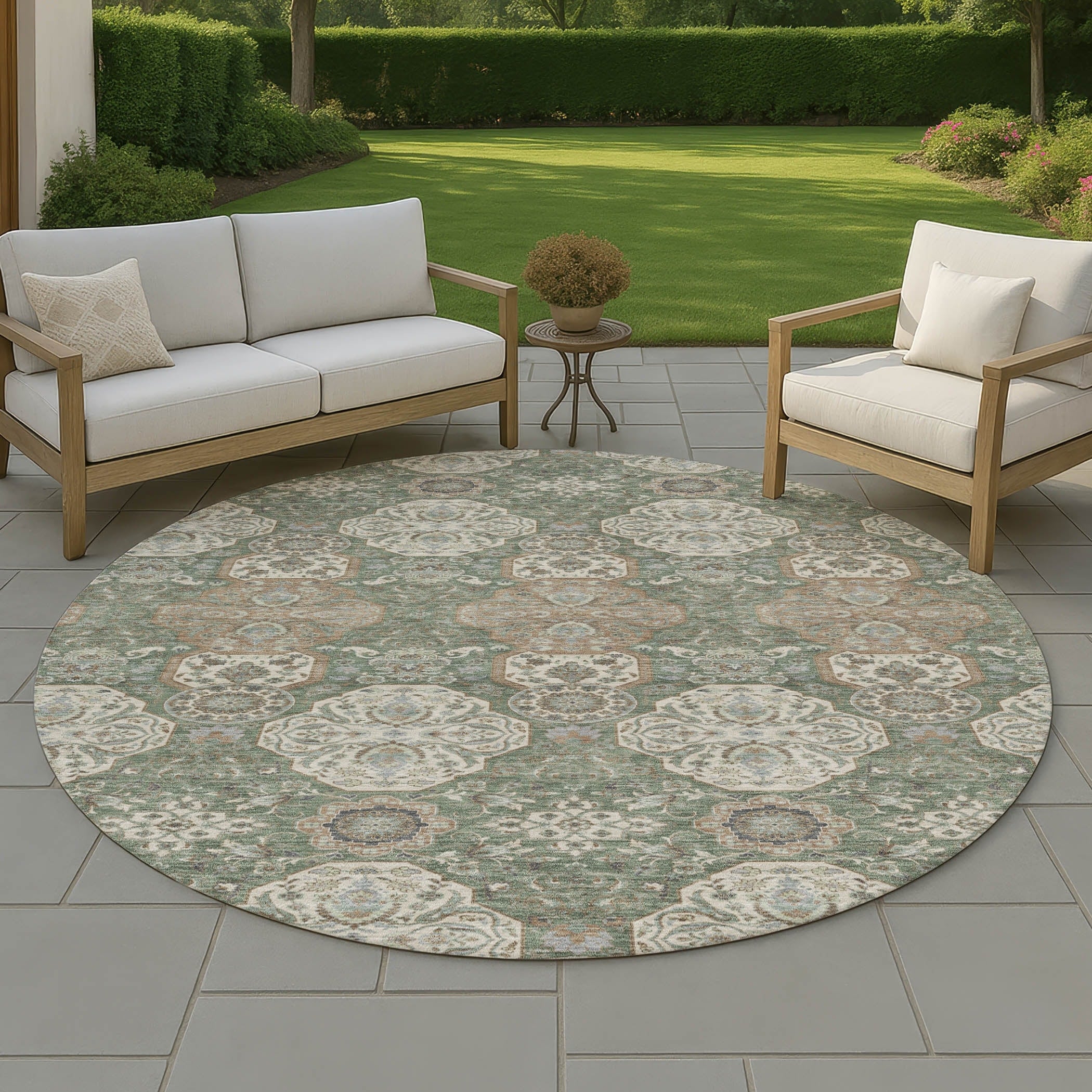 Machine Washable Indoor Outdoor Global Budden Chantille Rug