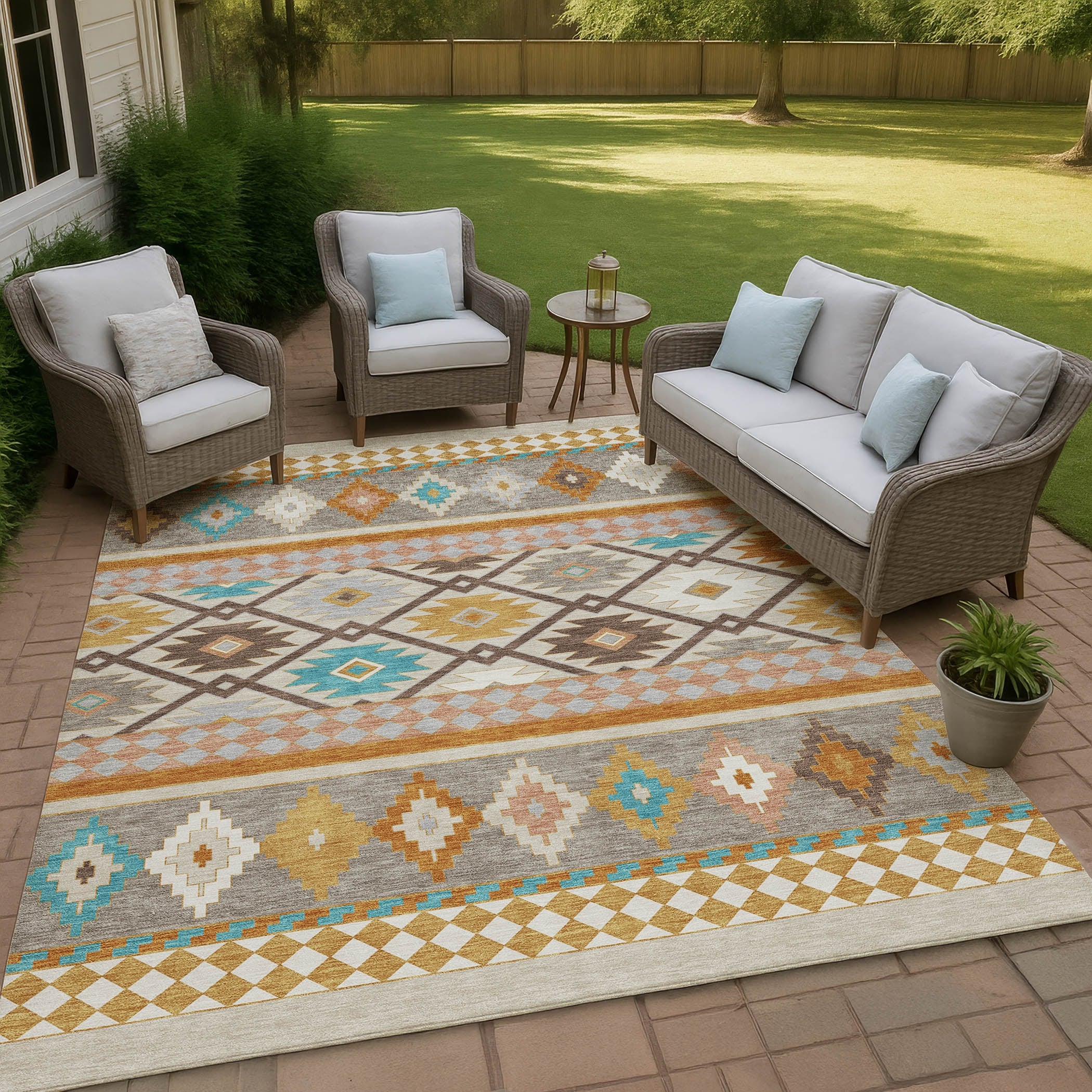 Machine Washable Indoor Outdoor Global Clemente Chantille Rug