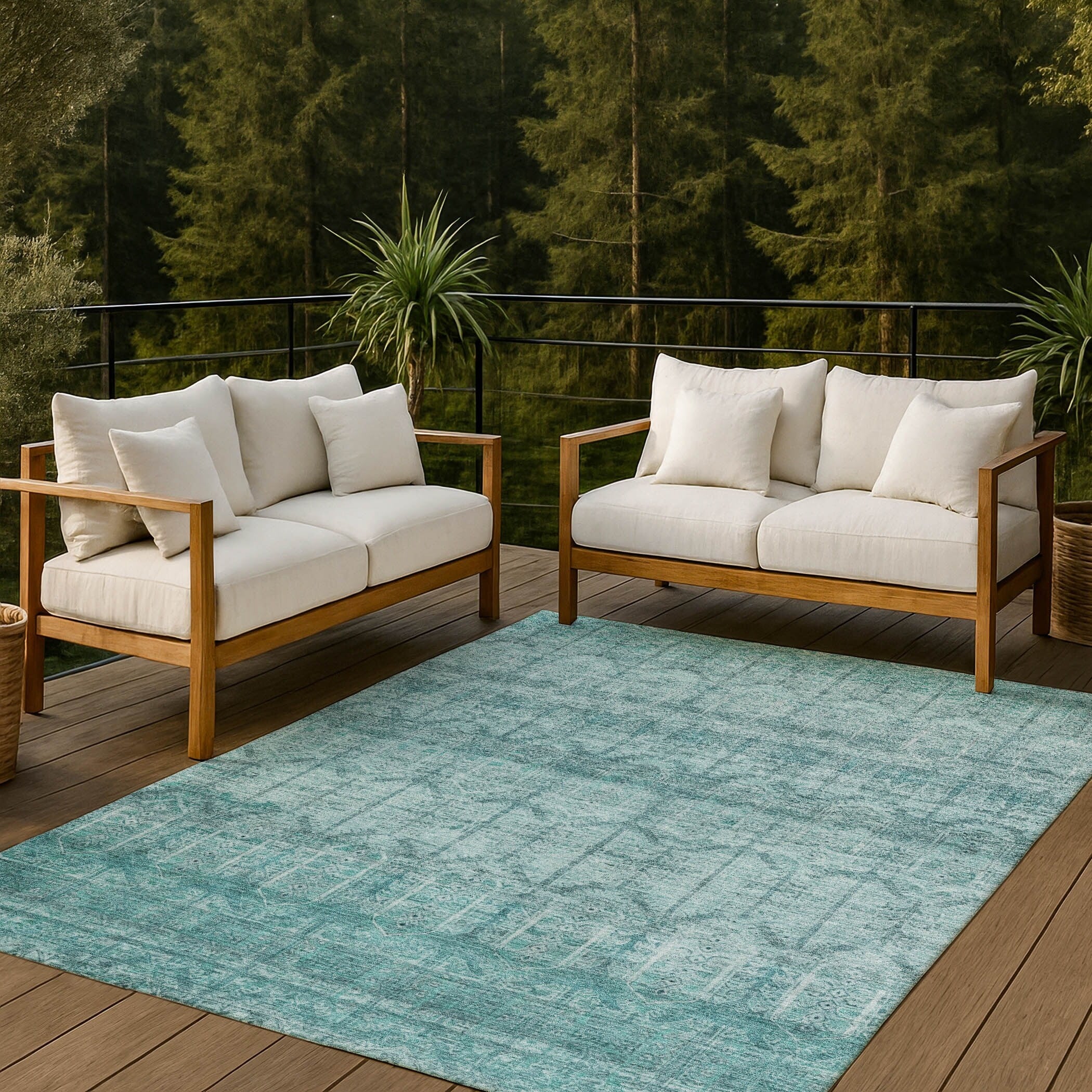 Machine Washable Indoor Outdoor Global Columbus Chantille Rug