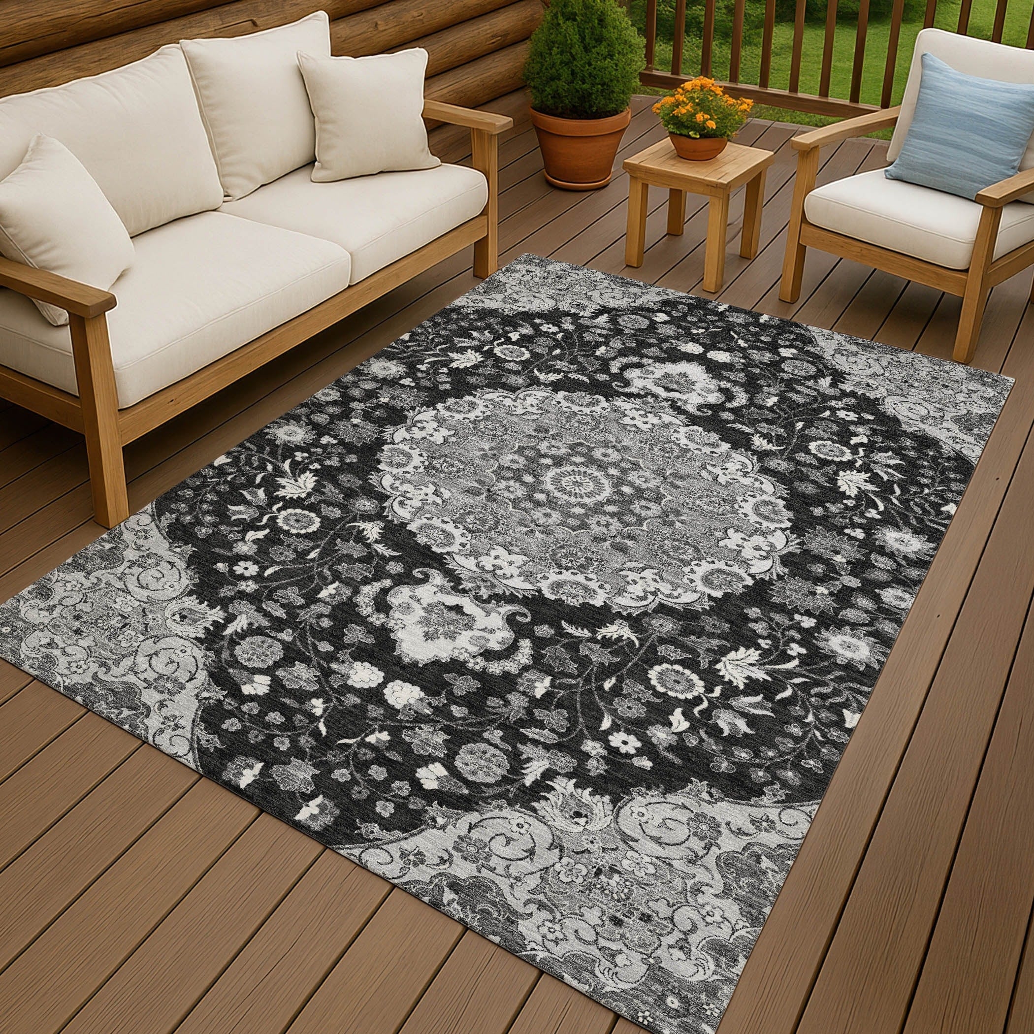 Machine Washable Indoor Outdoor Global Eckley Chantille Rug