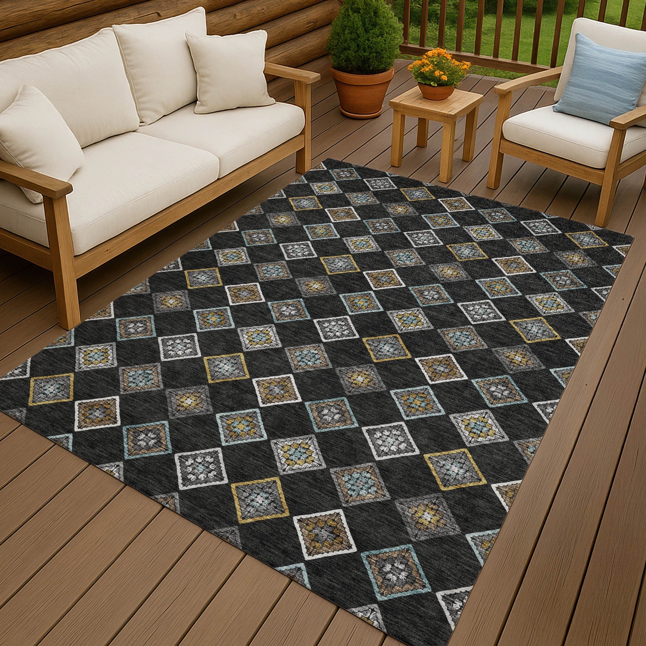 Machine Washable Indoor Outdoor Global Flagler Chantille Rug