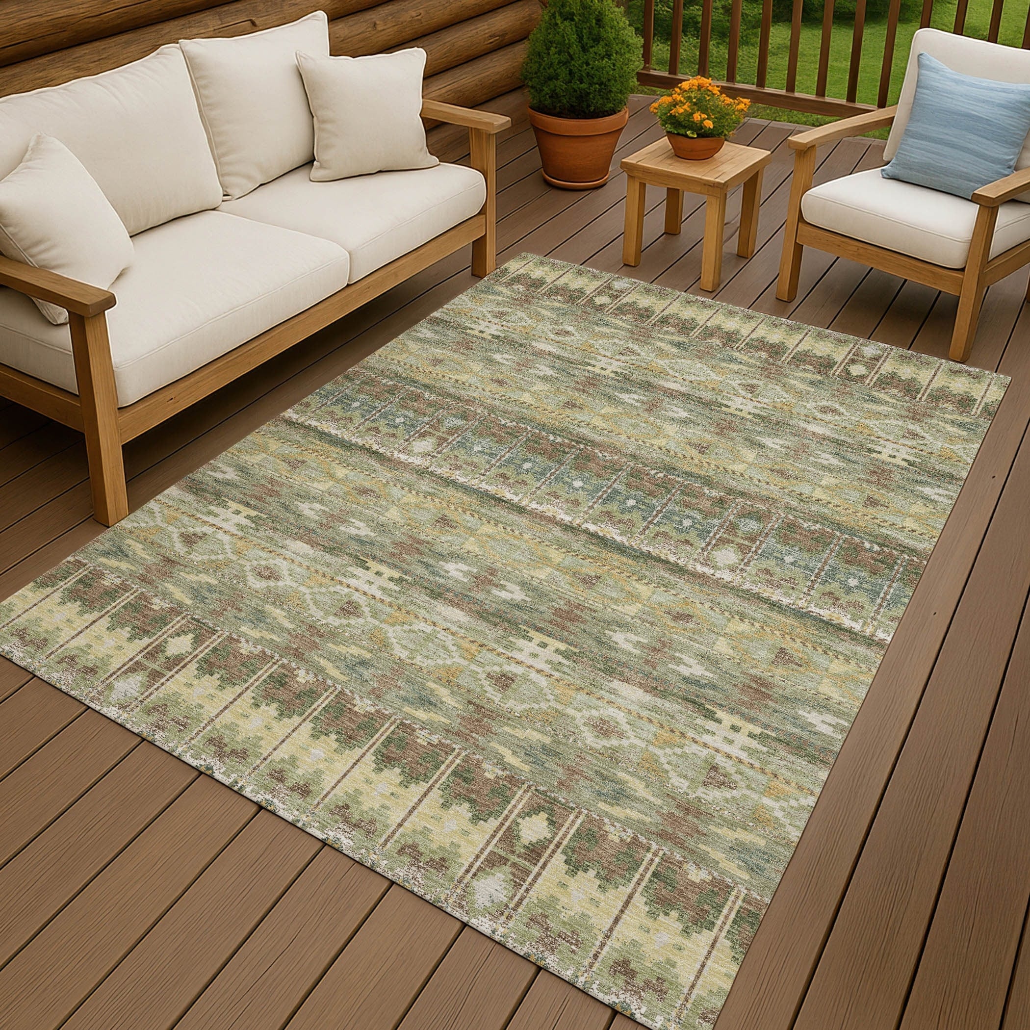 Machine Washable Indoor Outdoor Global Haswell Chantille Rug