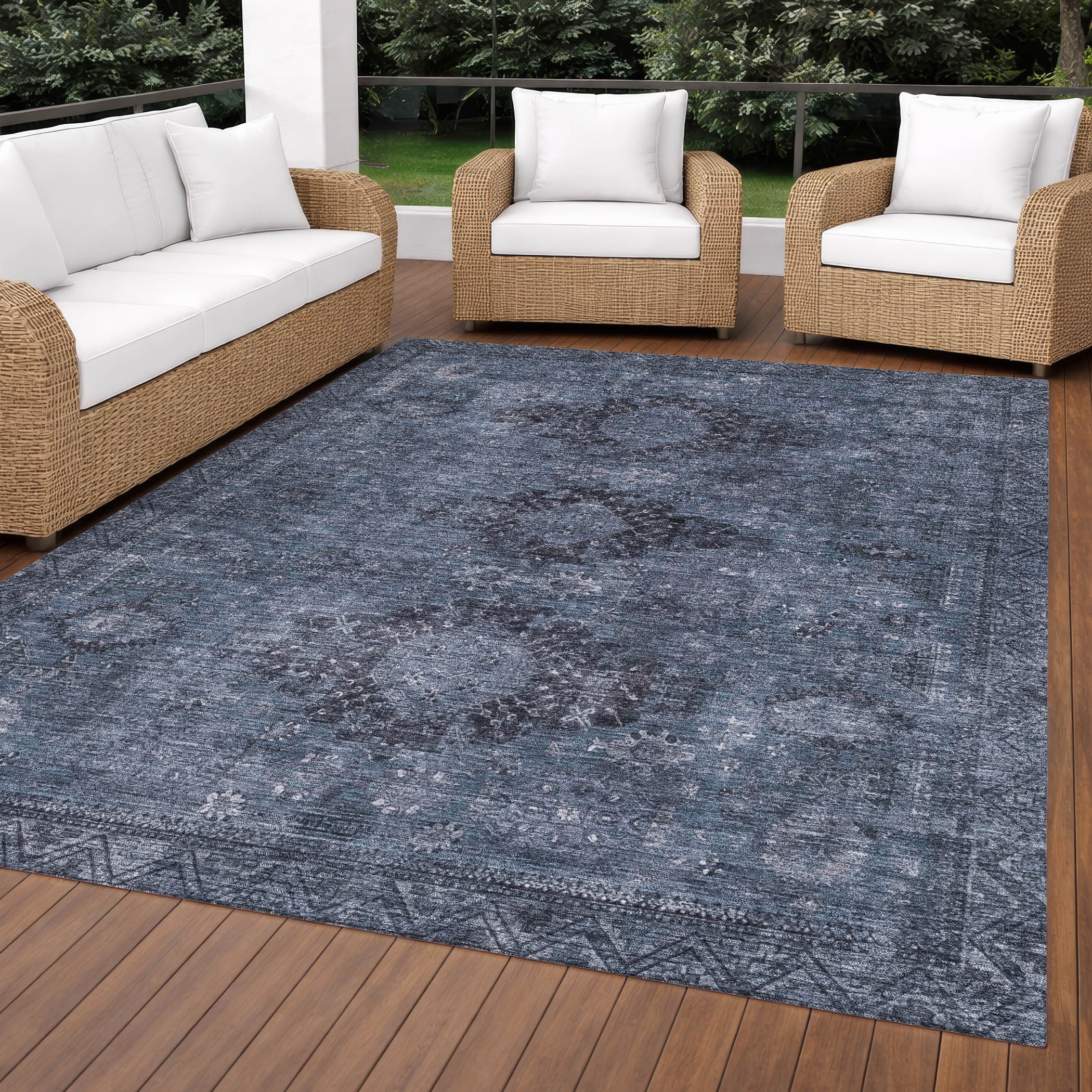 Machine Washable Indoor Outdoor Global Inver Chantille Rug