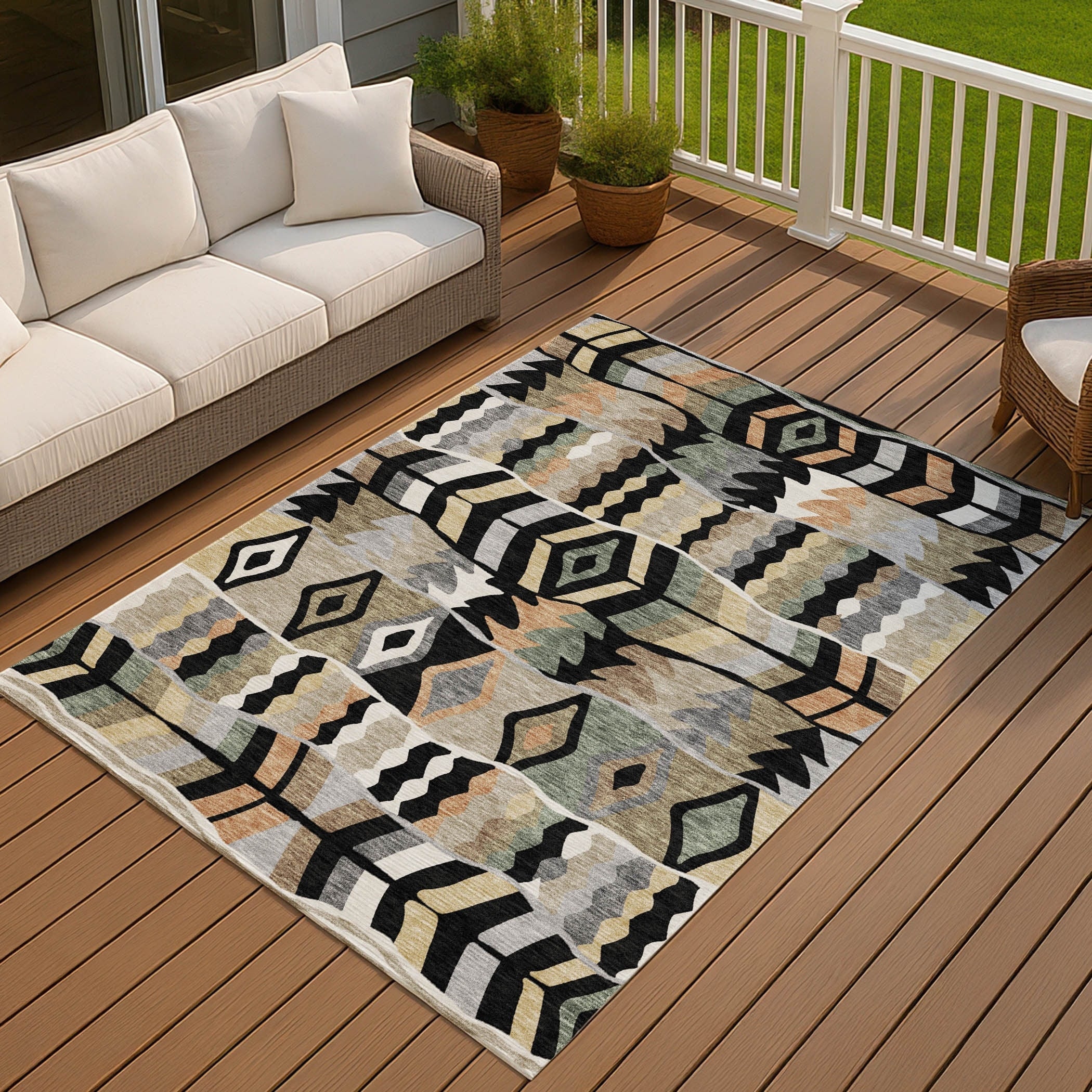 Machine Washable Indoor Outdoor Global Isanti Chantille Rug