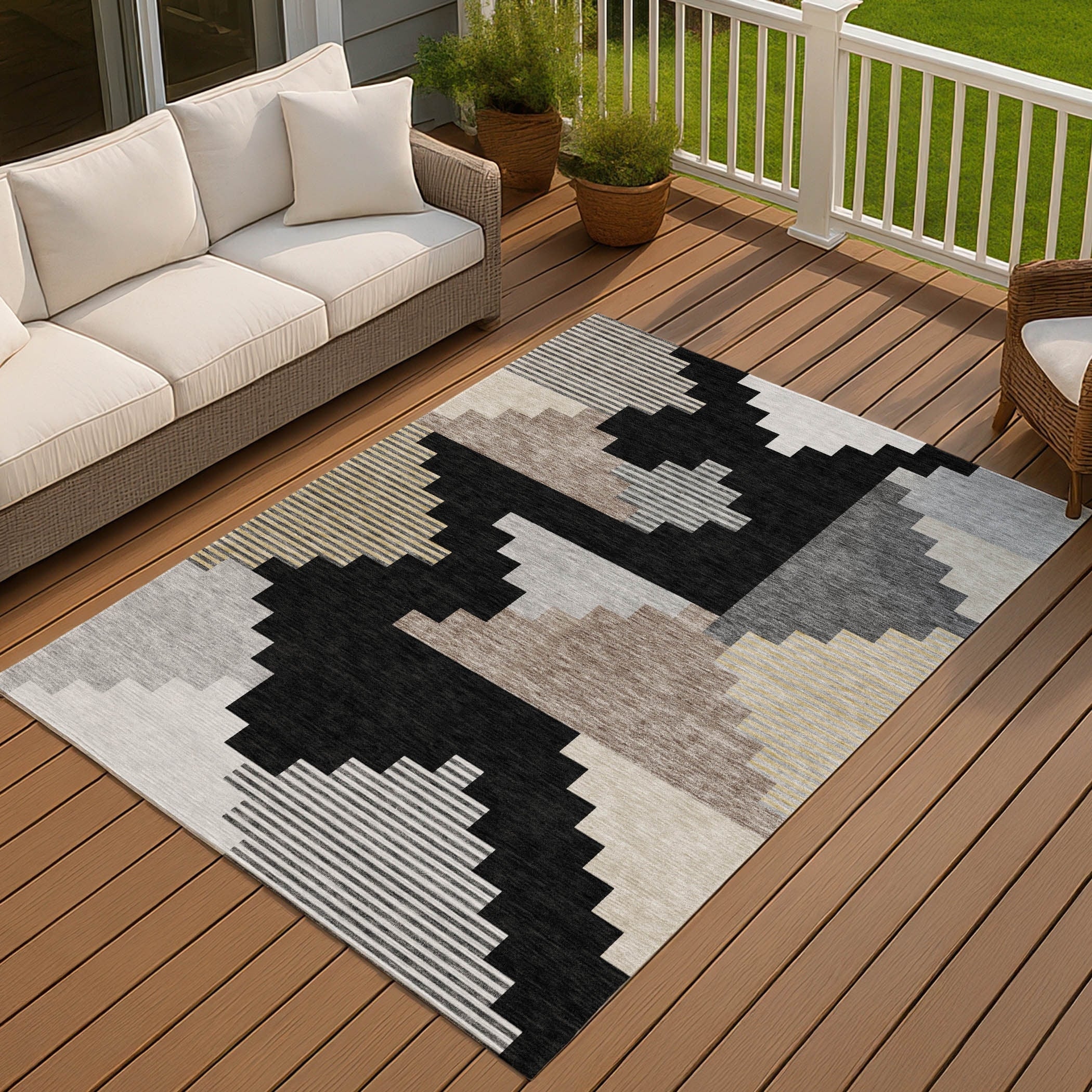 Machine Washable Indoor Outdoor Global Kasson Chantille Rug