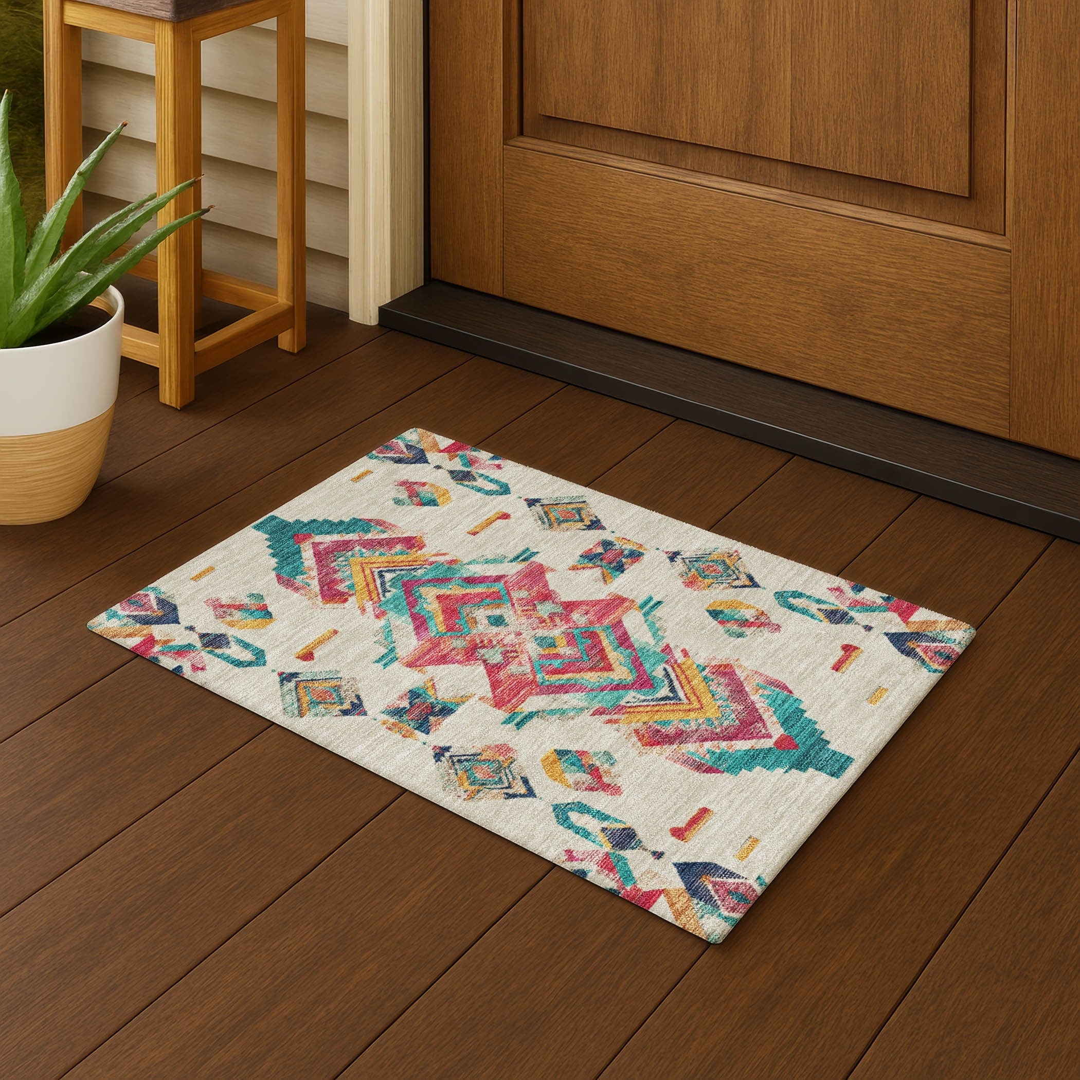 Machine Washable Indoor Outdoor Global Meeker Chantille Rug