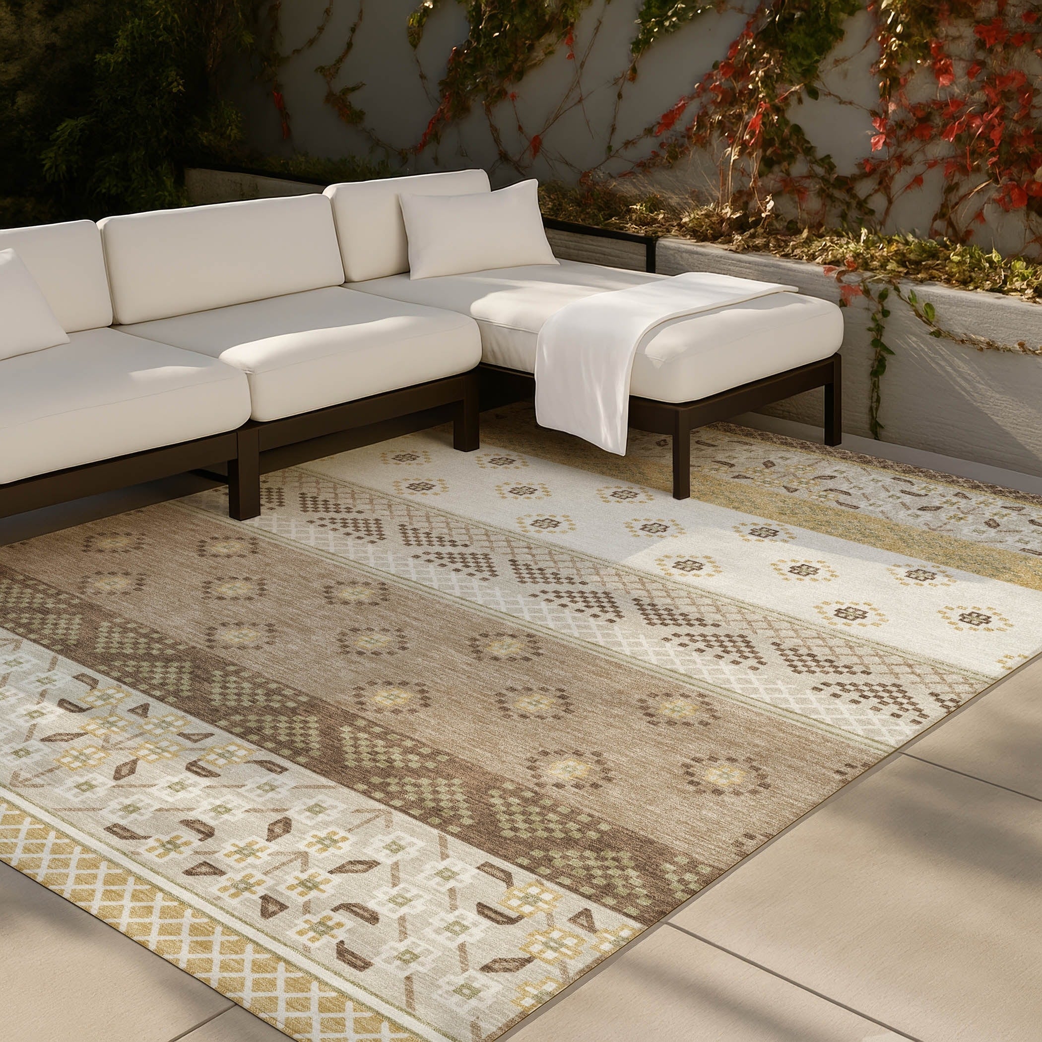 Machine Washable Indoor Outdoor Global Merino Chantille Rug