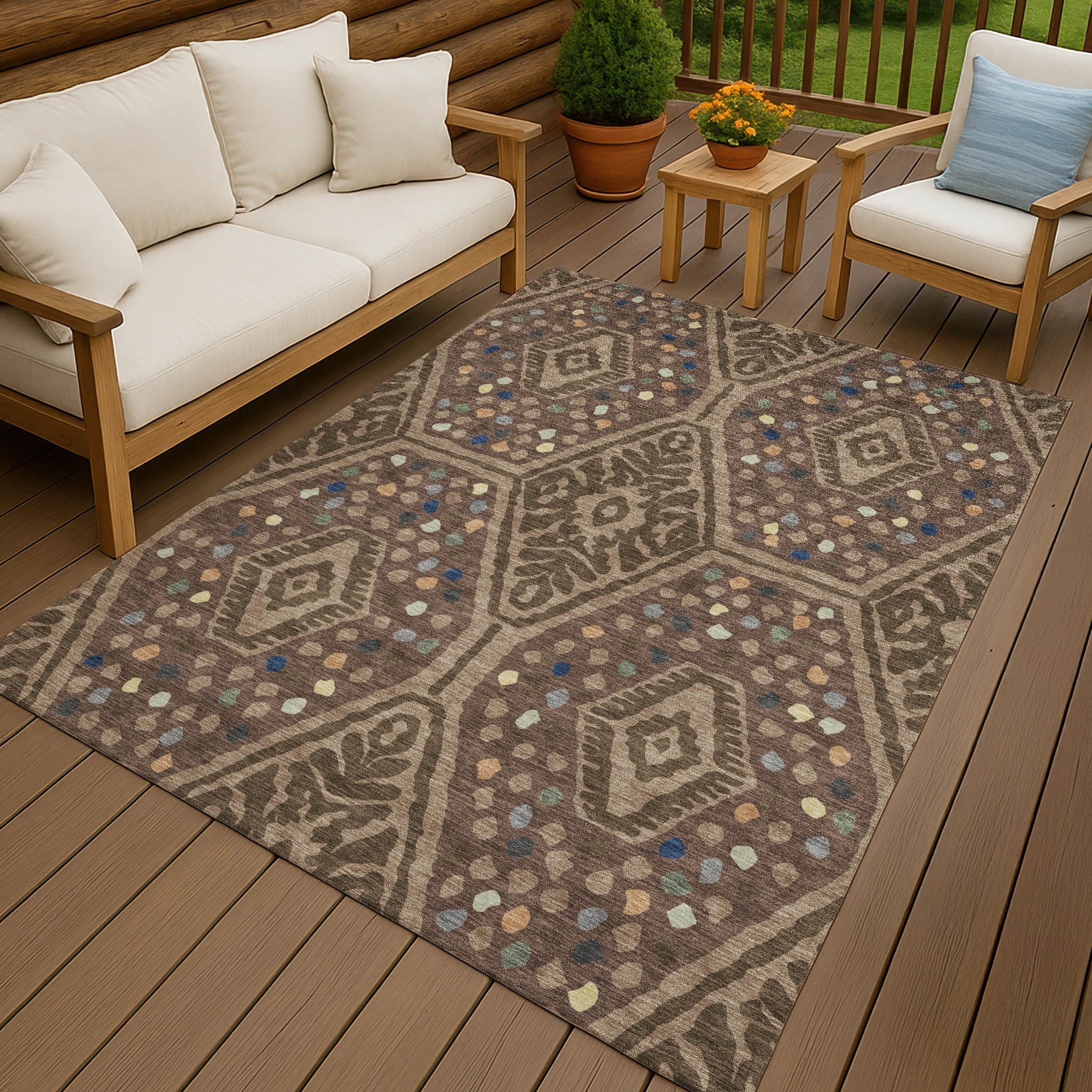 Machine Washable Indoor Outdoor Global Nipsey Chantille Rug