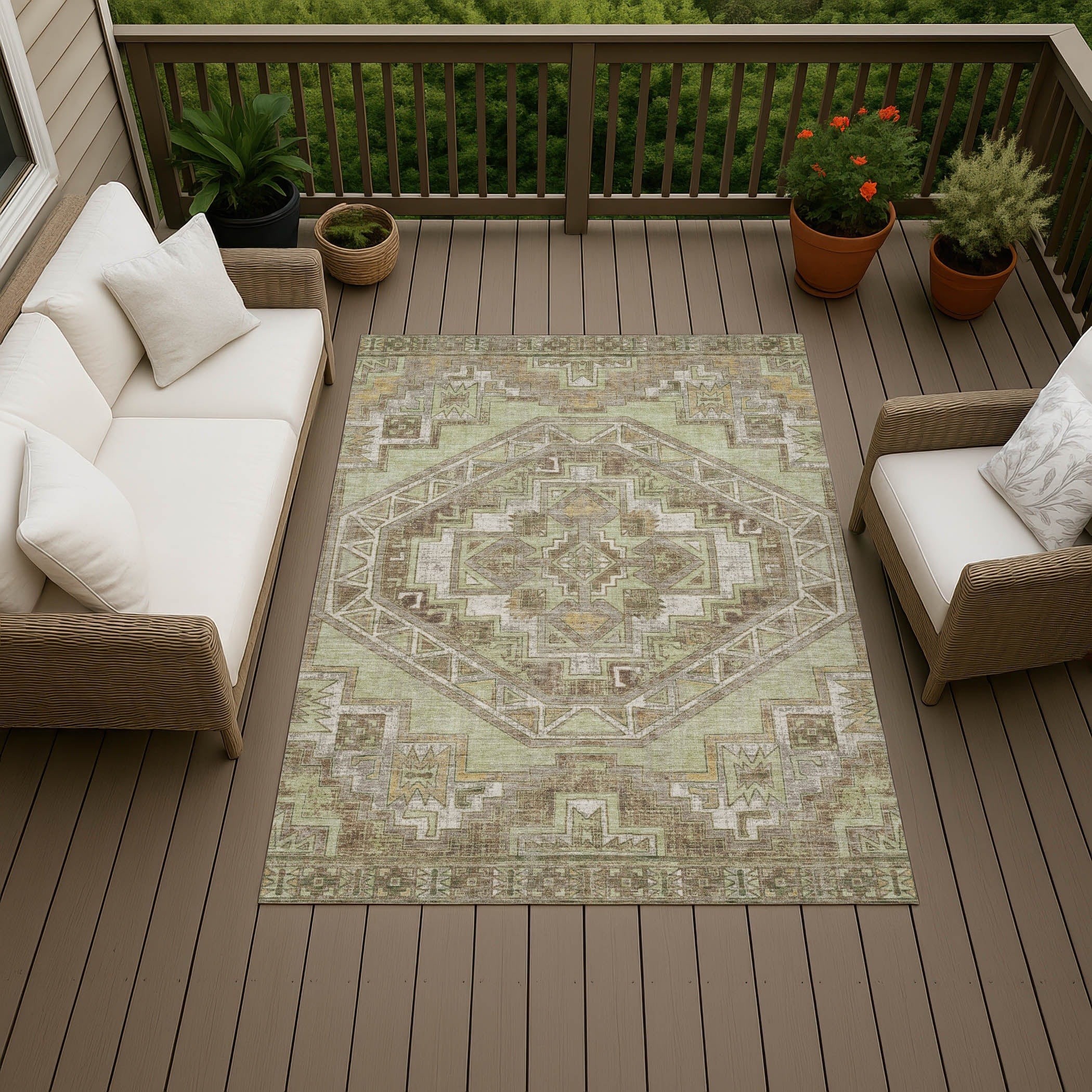 Machine Washable Indoor Outdoor Global Peza Chantille Rug
