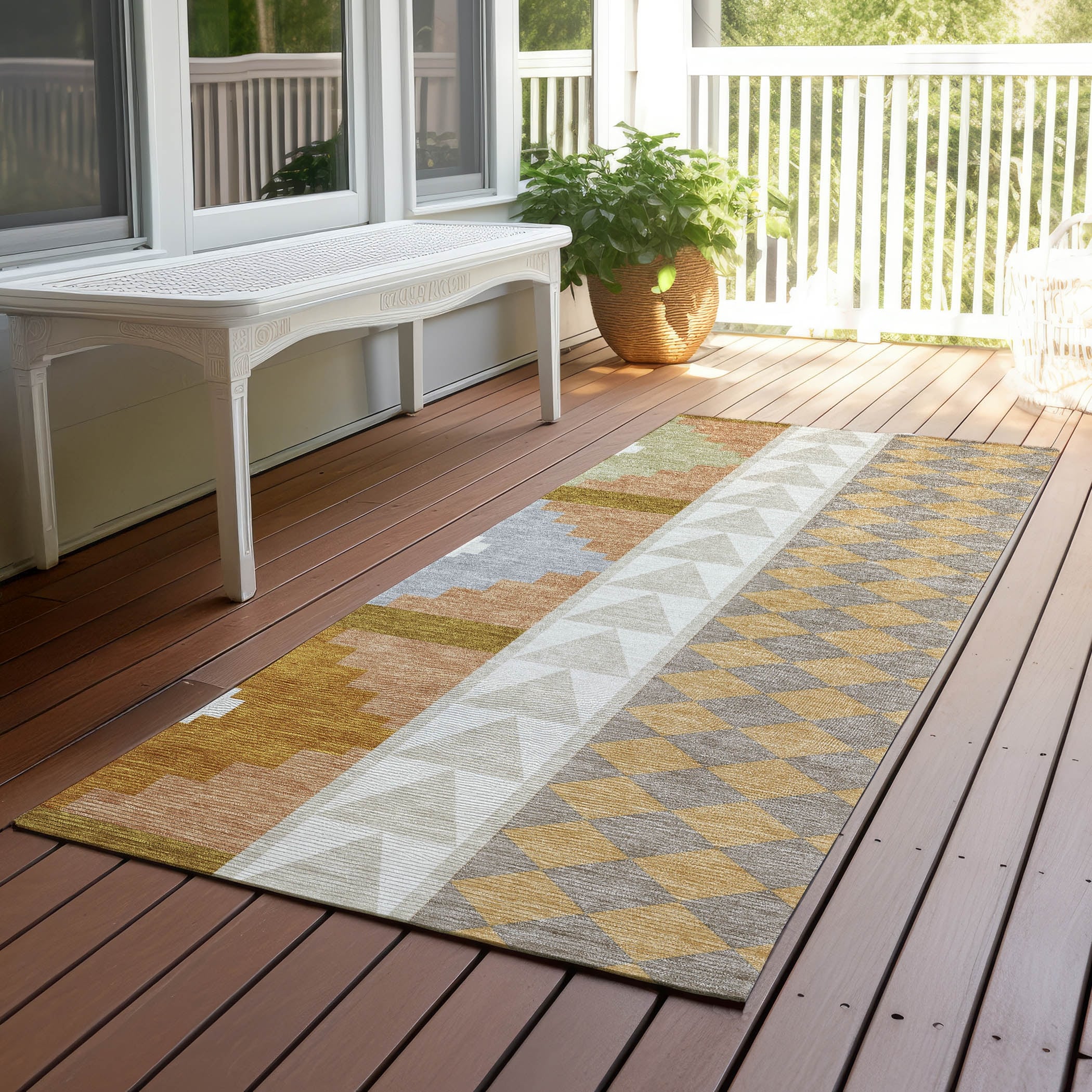 Machine Washable Indoor Outdoor Global Pima Chantille Rug