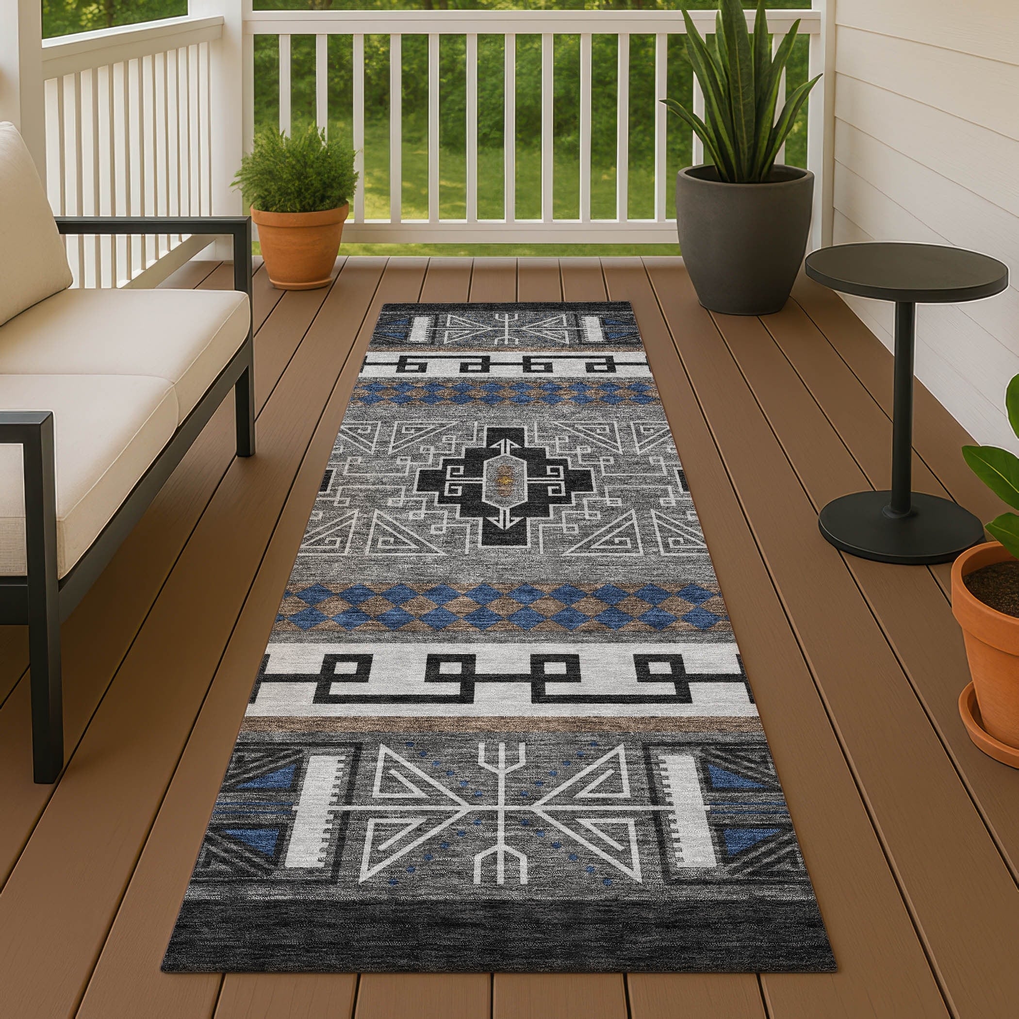 Machine Washable Indoor Outdoor Global Rico Chantille Rug