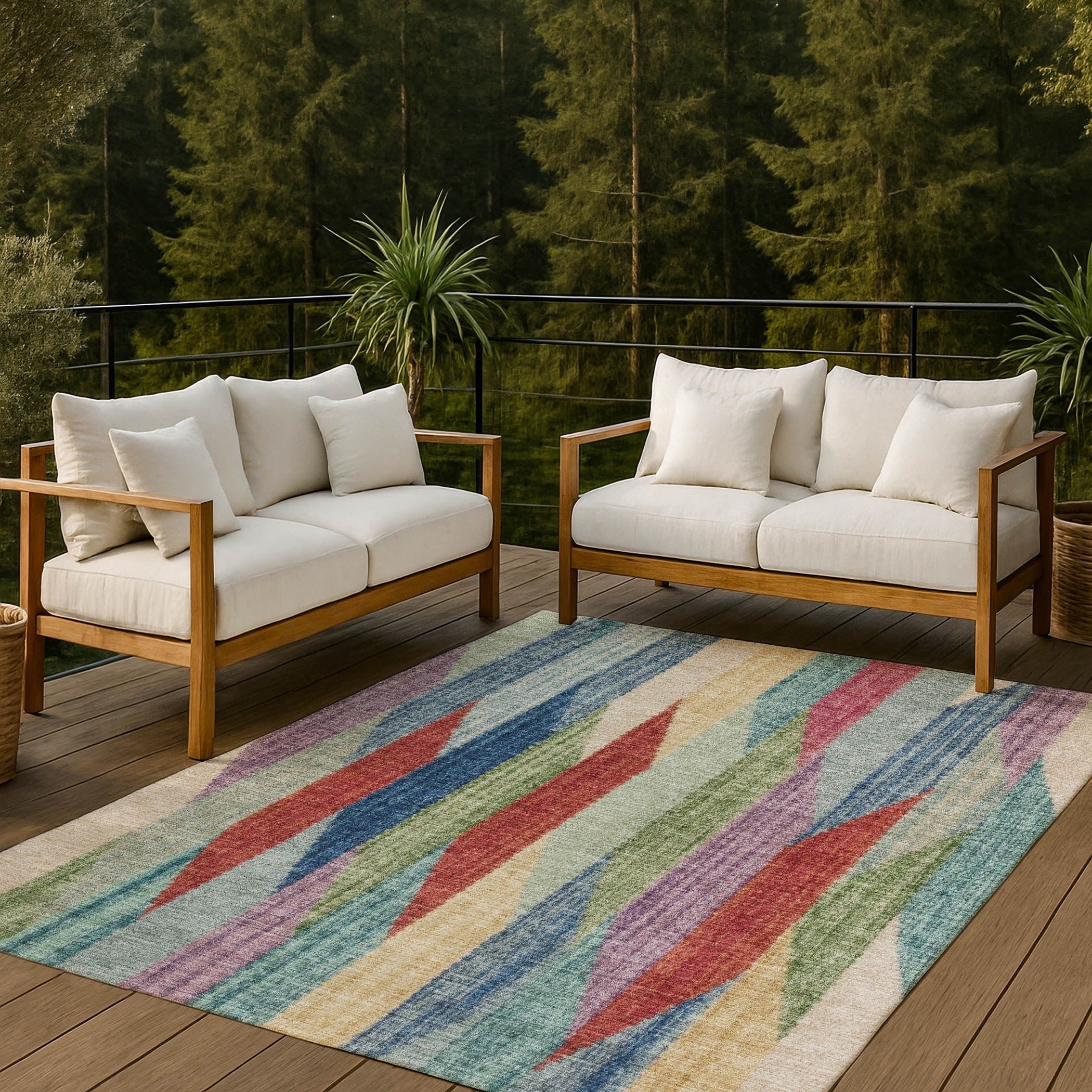 Machine Washable Indoor Outdoor Modern Bainbridge Chantille Rug