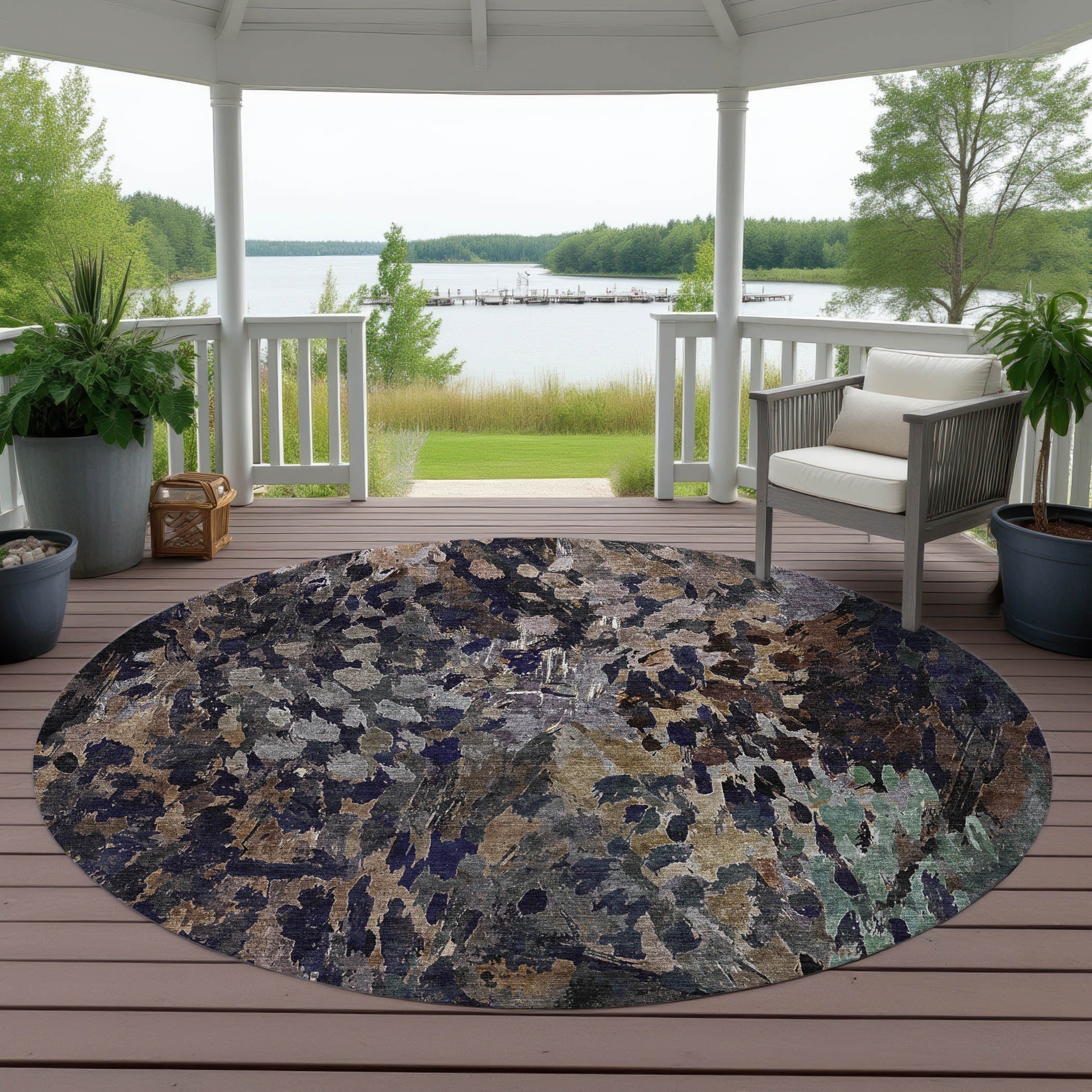 Machine Washable Indoor Outdoor Modern Bowdon Chantille Rug