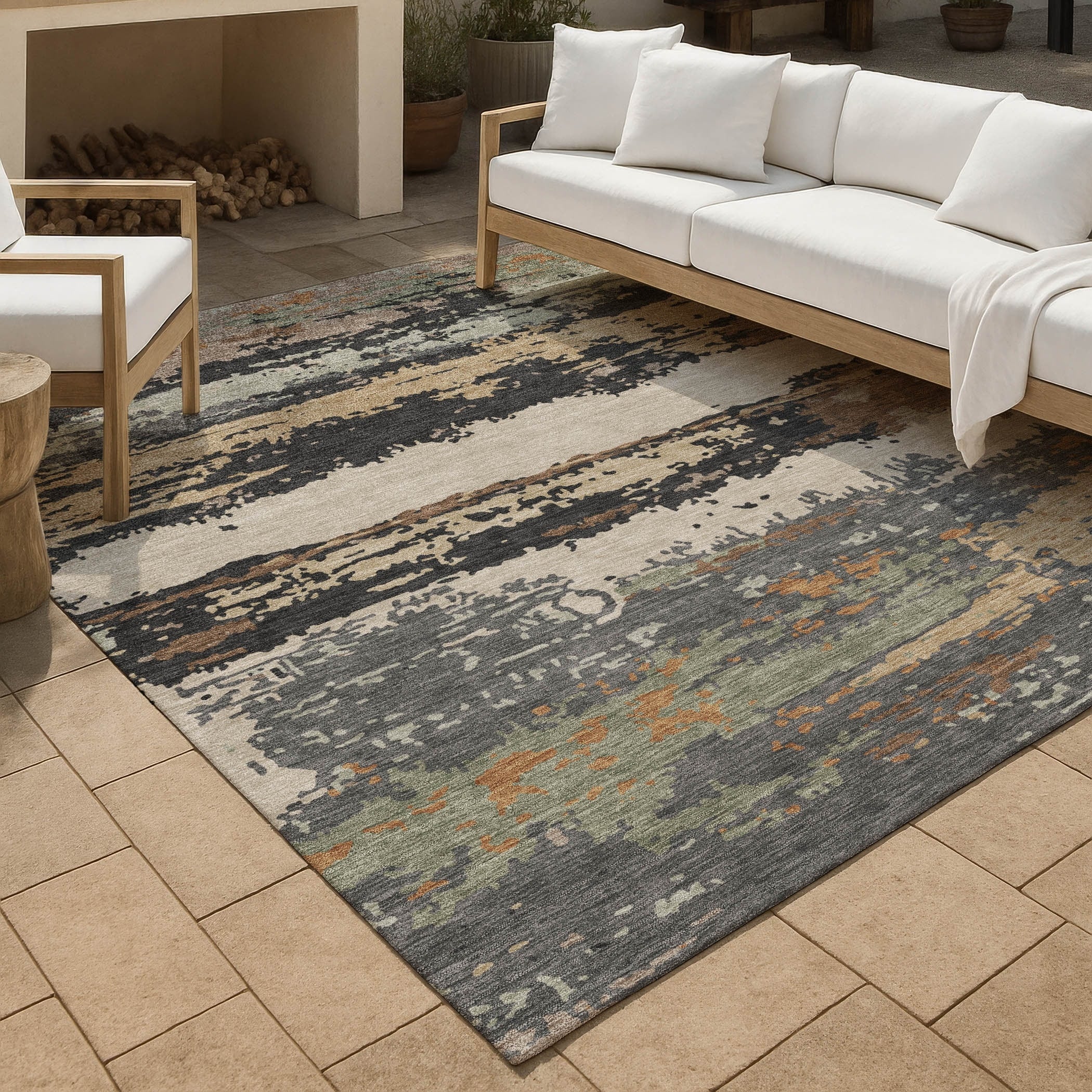 Machine Washable Indoor Outdoor Modern Buena Chantille Rug