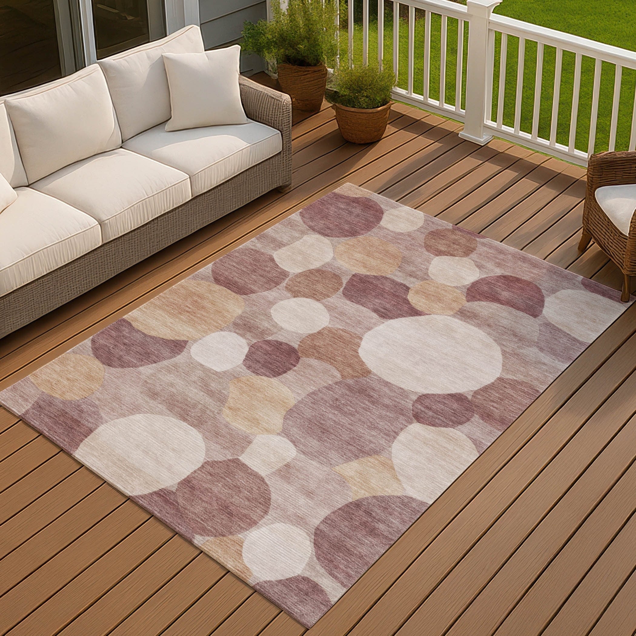 Machine Washable Indoor Outdoor Modern Circy Chantille Rug