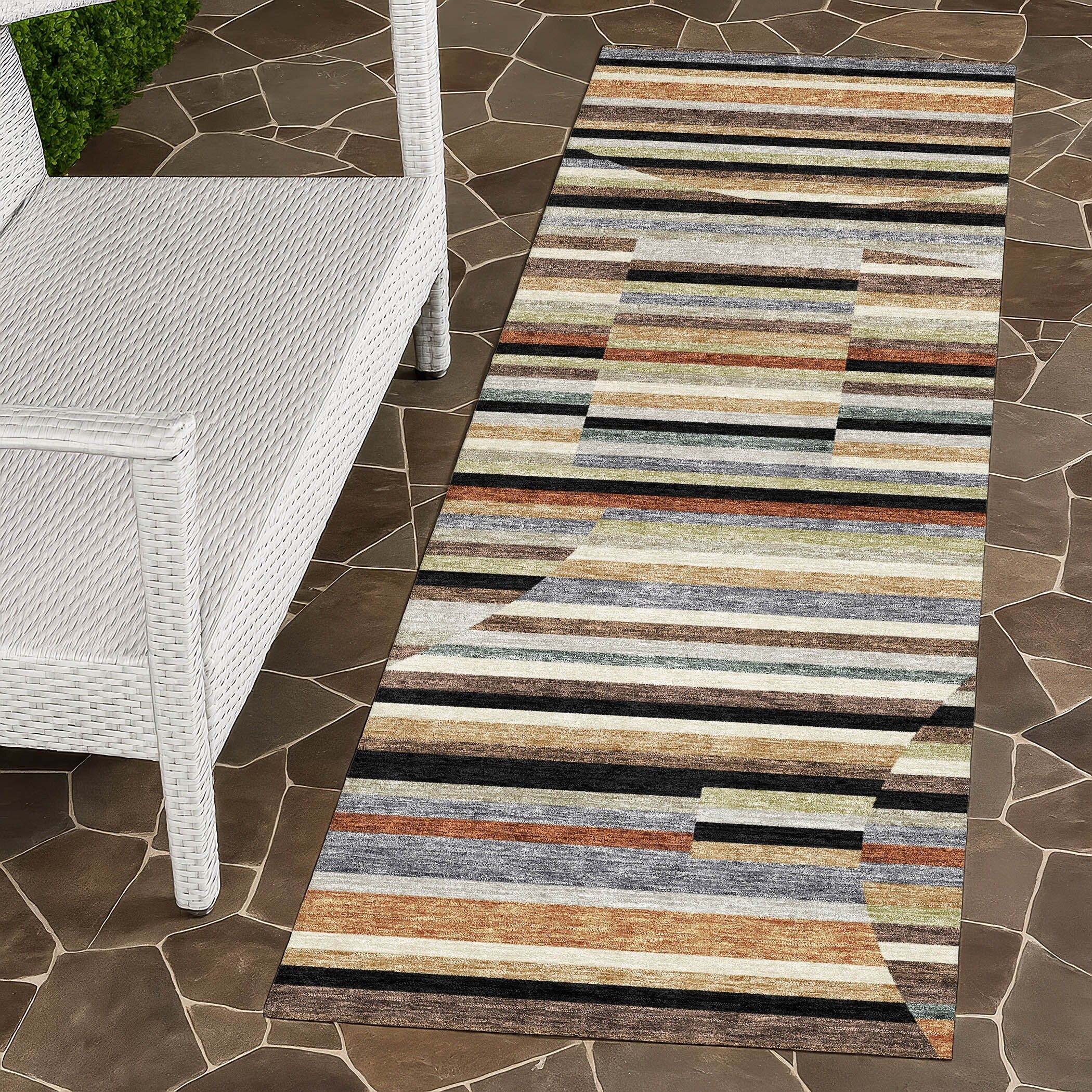 Machine Washable Indoor Outdoor Modern Cokedale Chantille Rug
