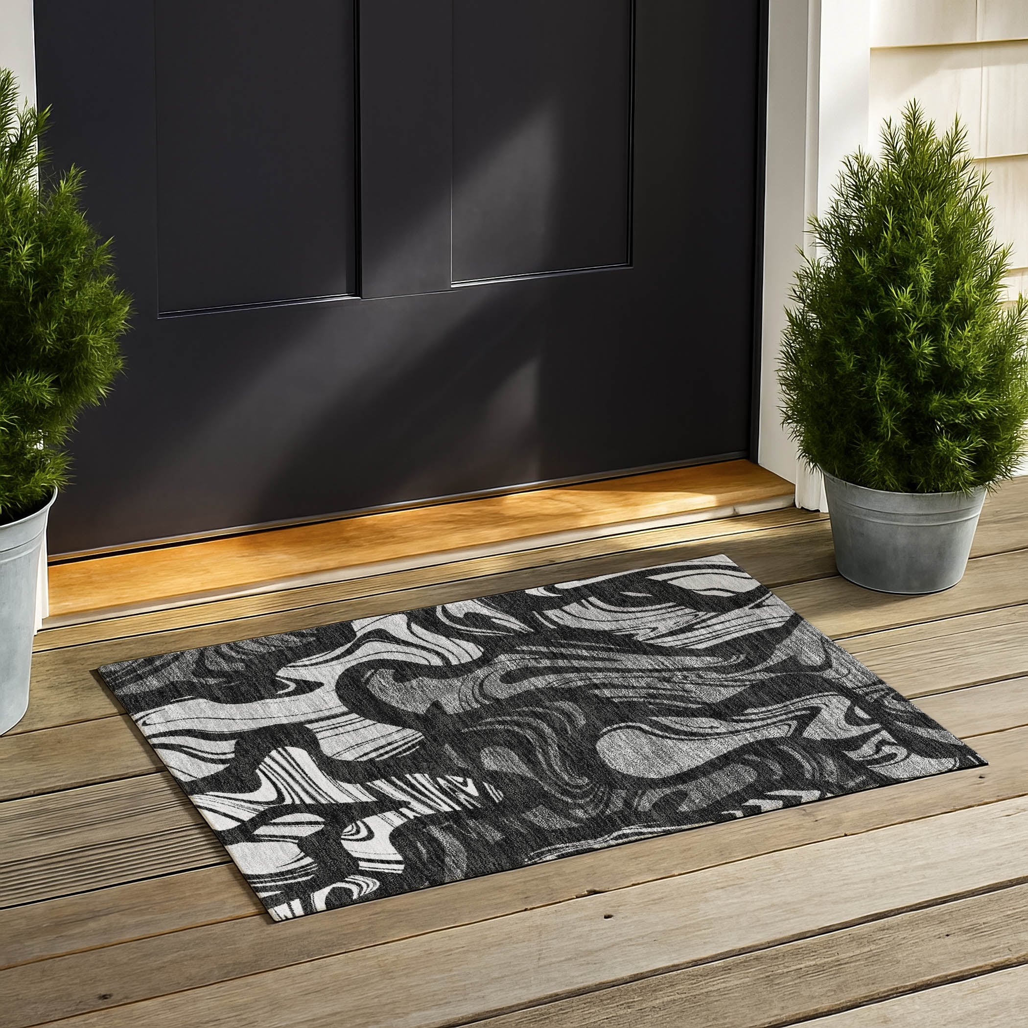 Machine Washable Indoor Outdoor Modern Elko Chantille Rug