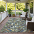 Machine Washable Indoor Outdoor Modern Feather Chantille Rug